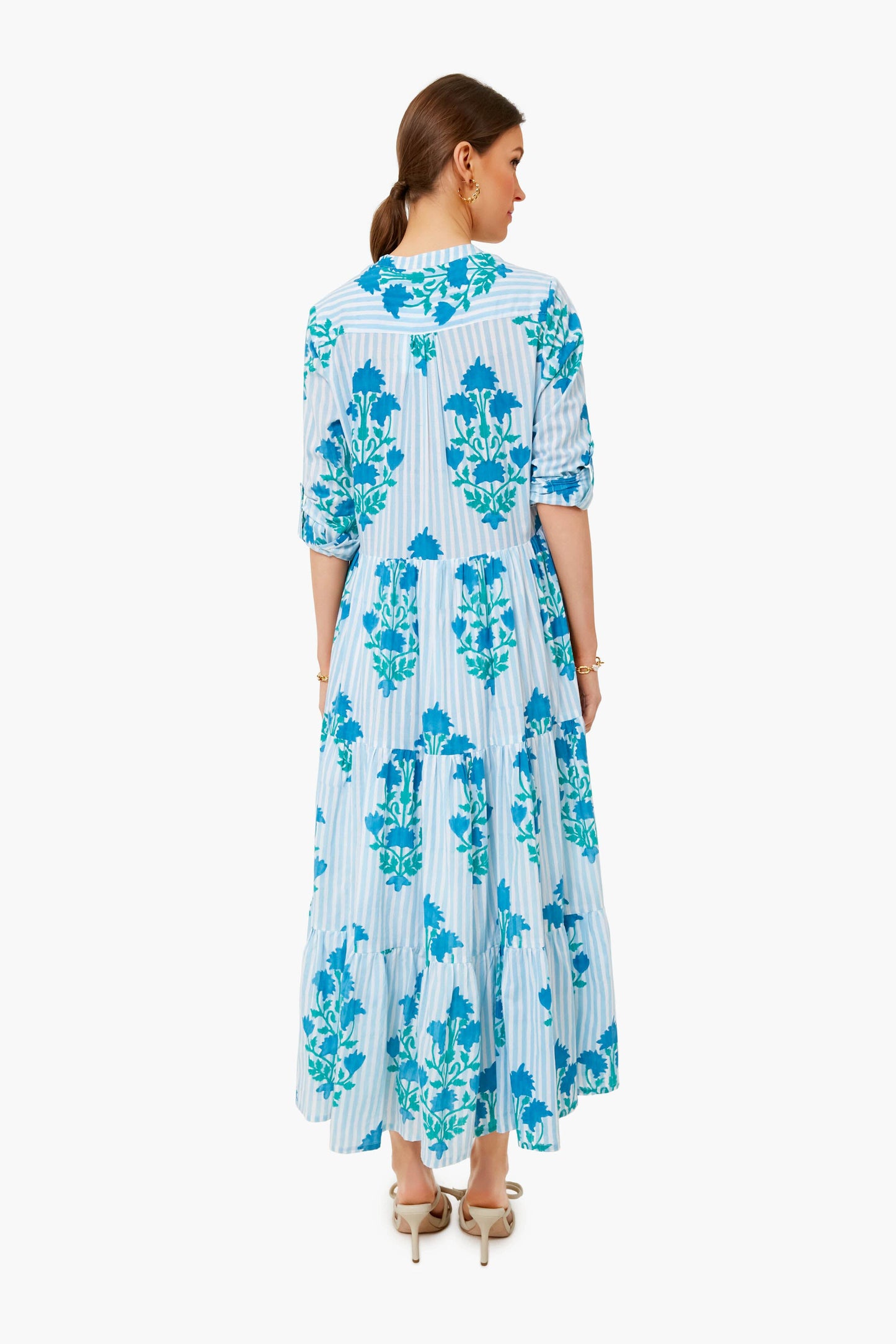 Jaipur Blue Stripe Mandarin Dress