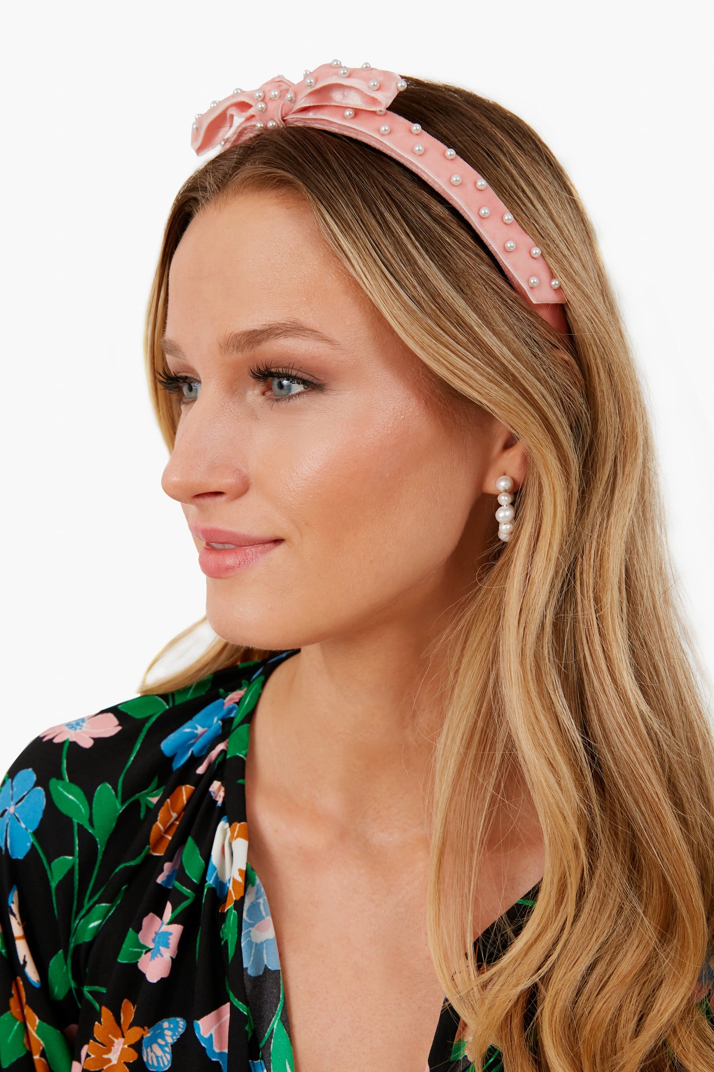 Blush Pearl Bardot Ribbon Slim Headband