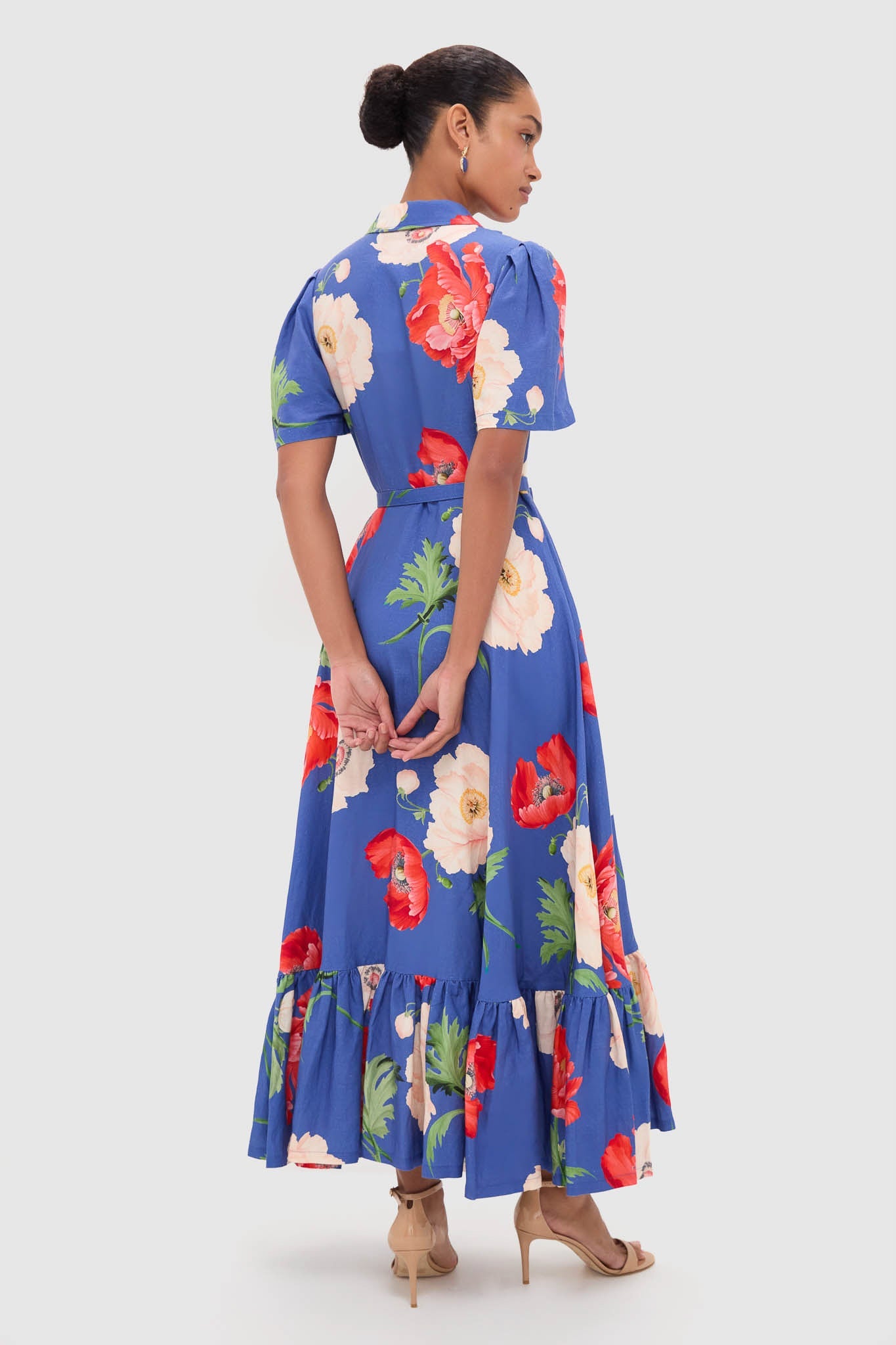 Poppy Print Becca Short Sleeve Midi Dress