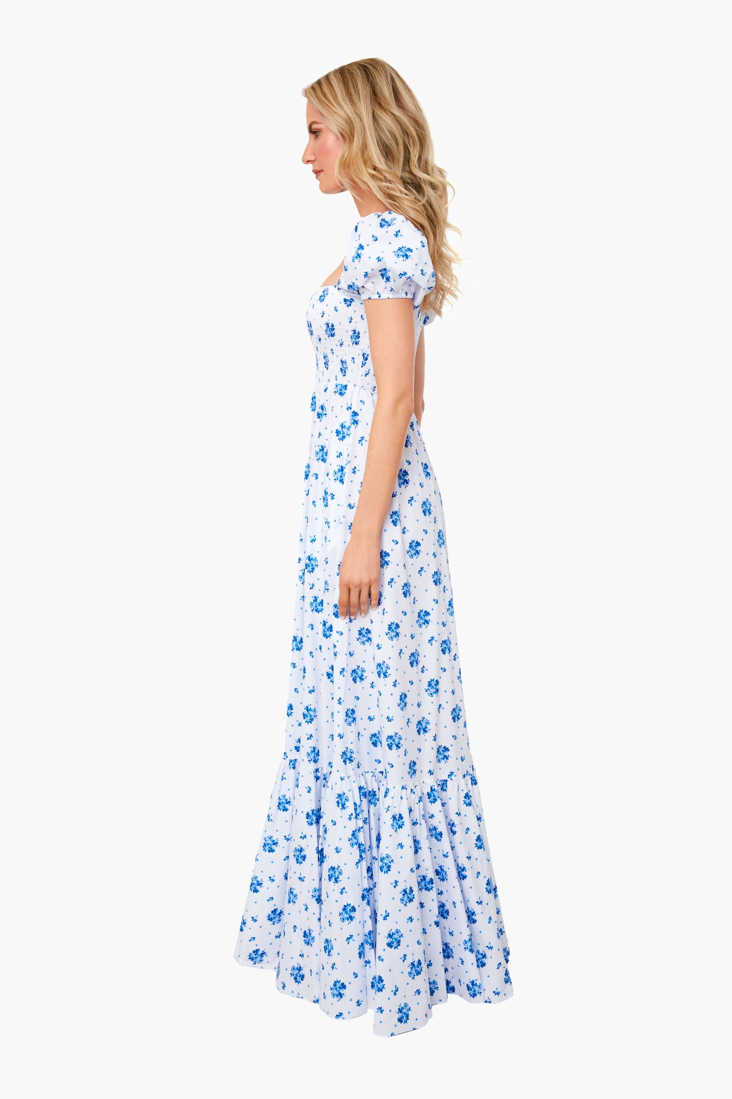Blue Spot Floral Gianna Maxi Dress
