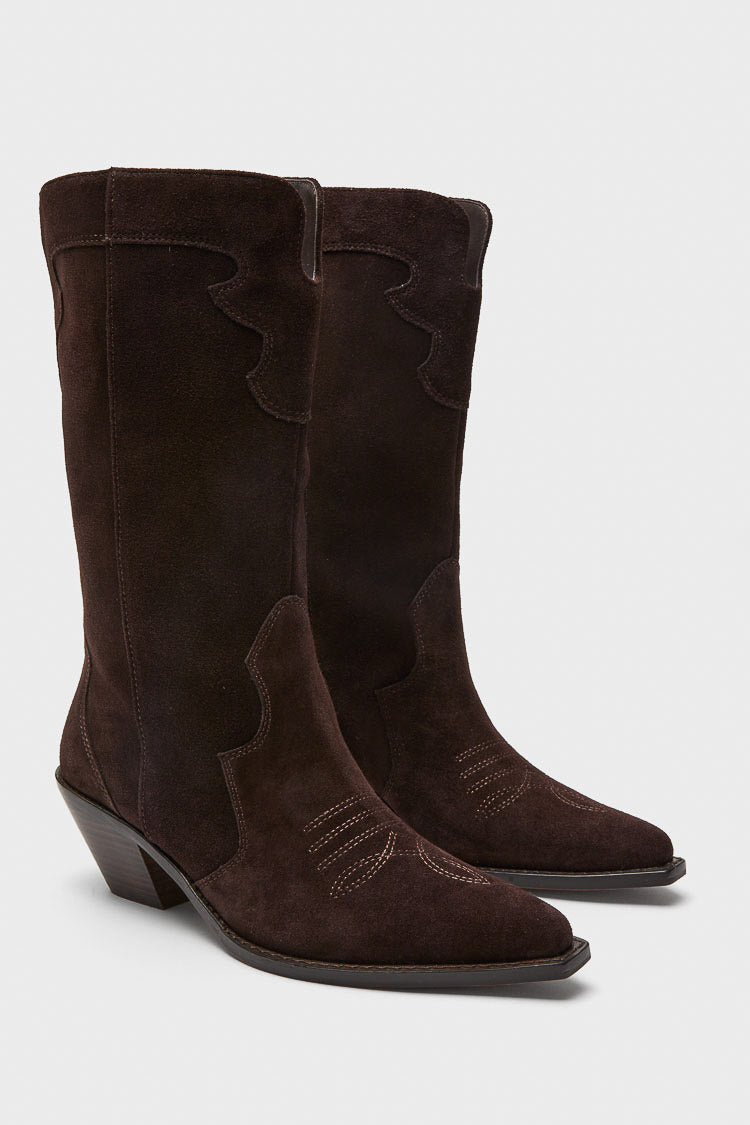 Dark Espresso Suede Wilson Cowboy Boots