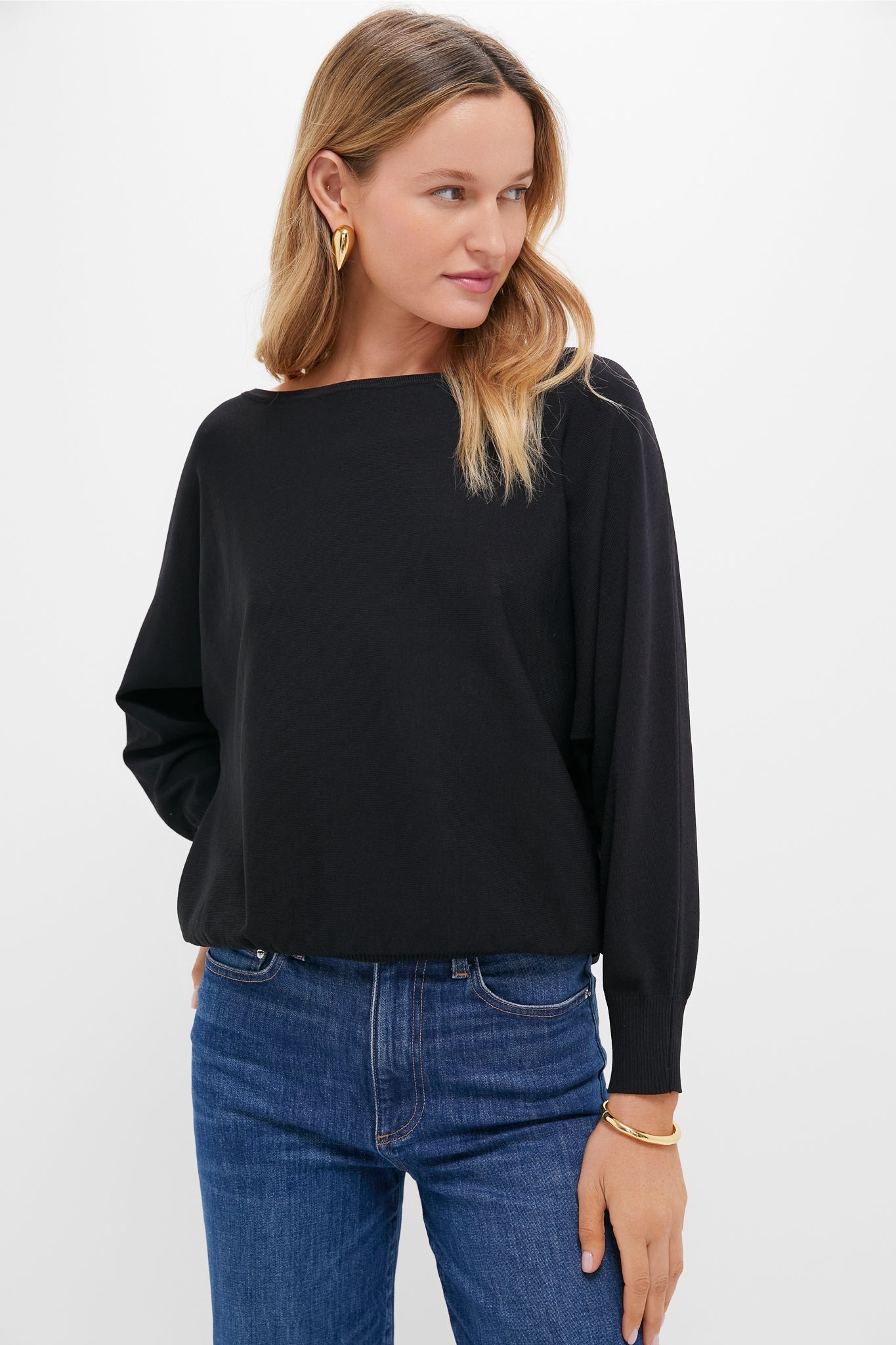 Black Wide Neck Valencia Sweater