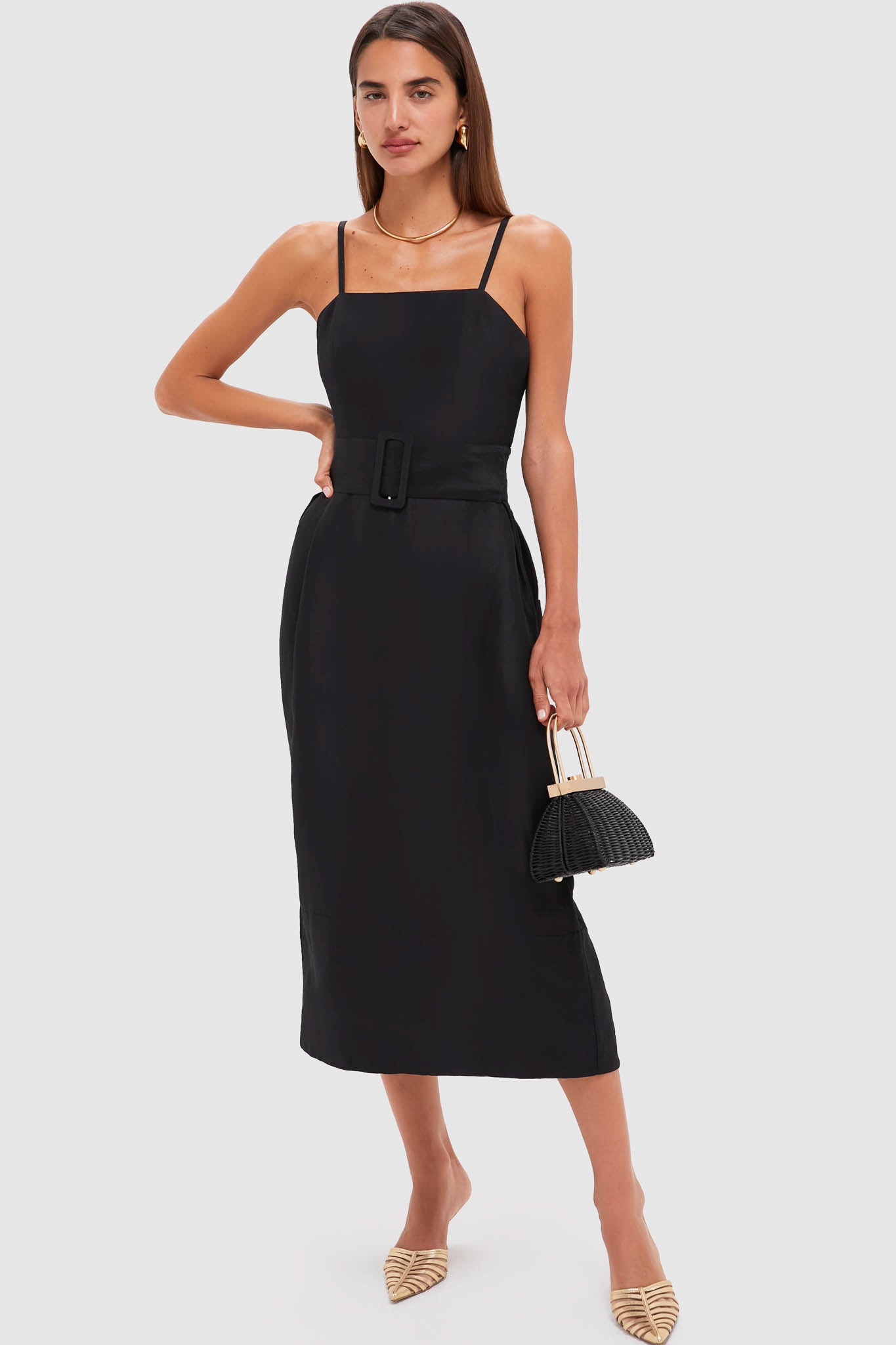 Black Artichoke Dress with Belt