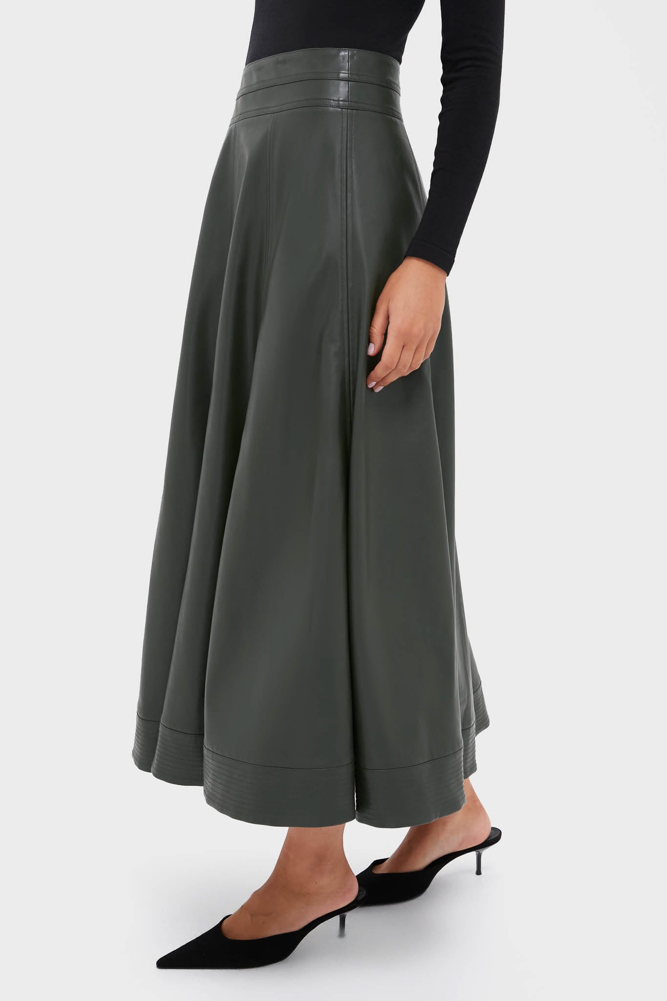 Dark Hunter Green Leather Brynn Skirt