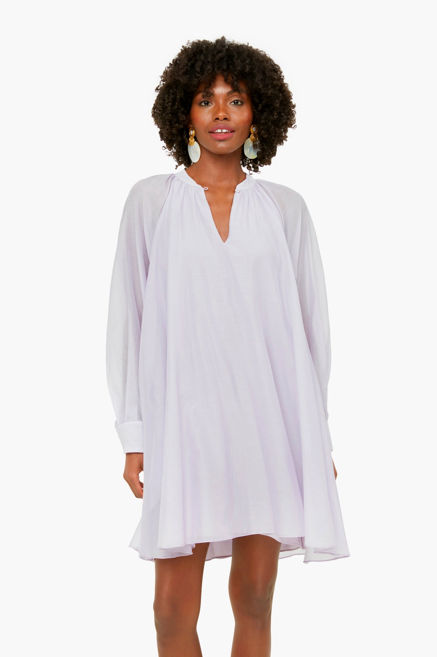 Wisteria Long Sleeve Silk Cotton Dress