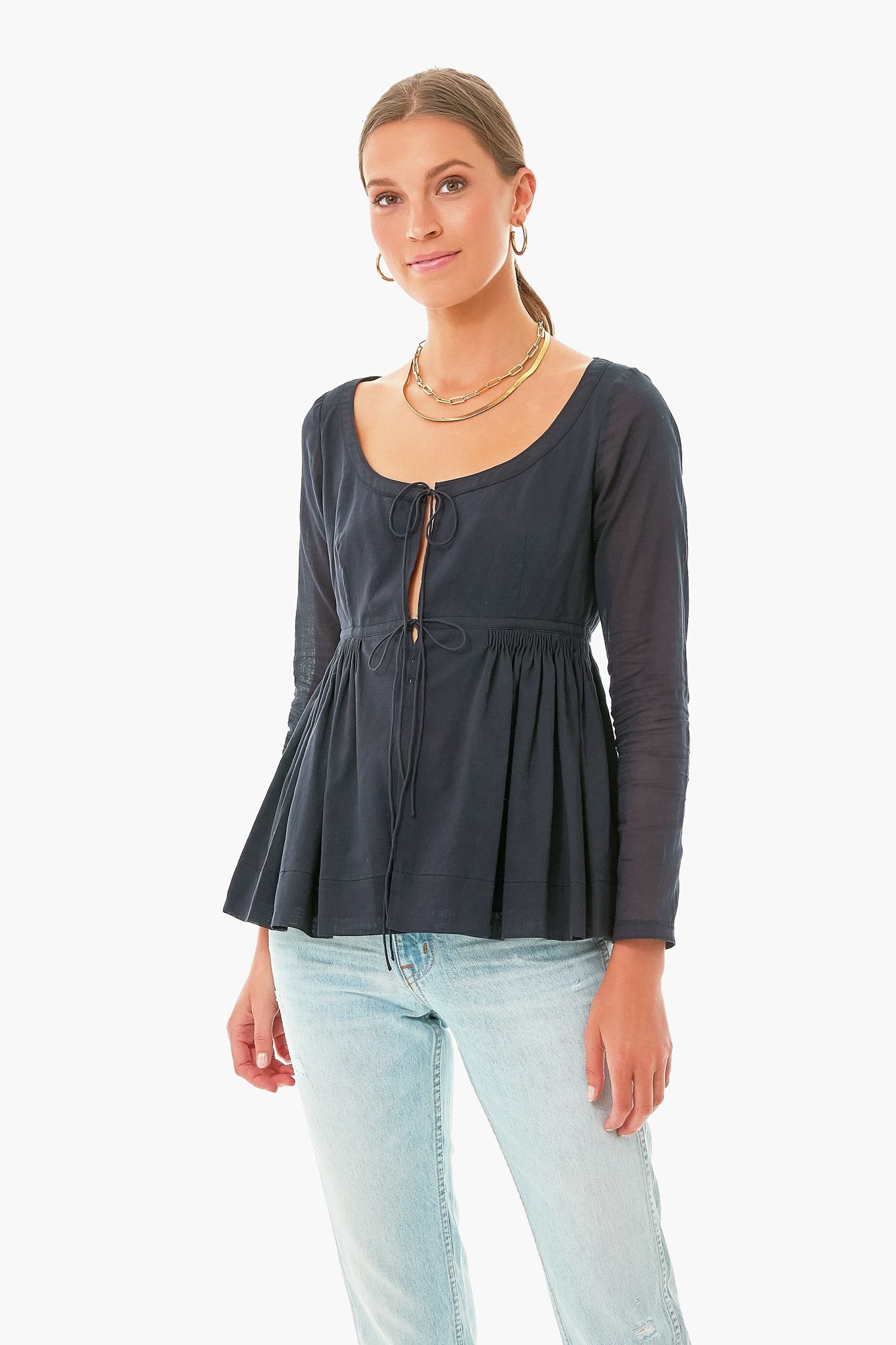 Black Cotton Voile Soft Shirt Jacket