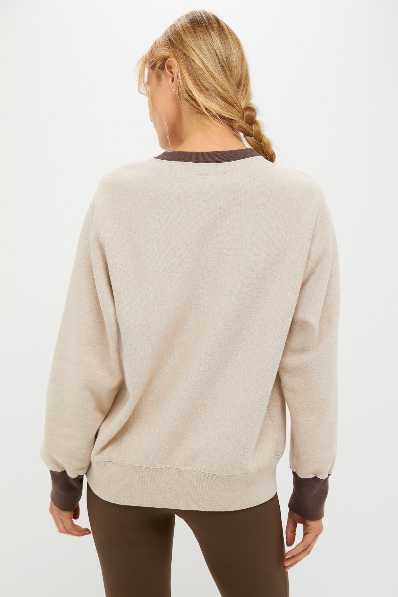 Heather Sandstone and Brown 100% Cotton Kolar Crewneck Sweatshirt