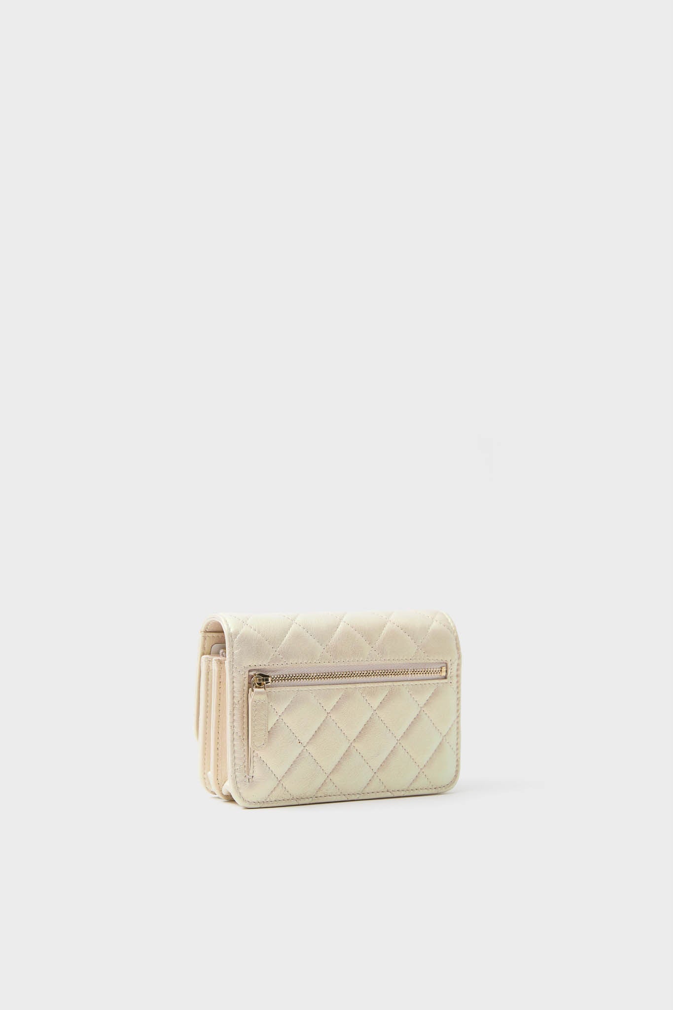 CHANEL Gold Cowhide Leather Wallet On Chain