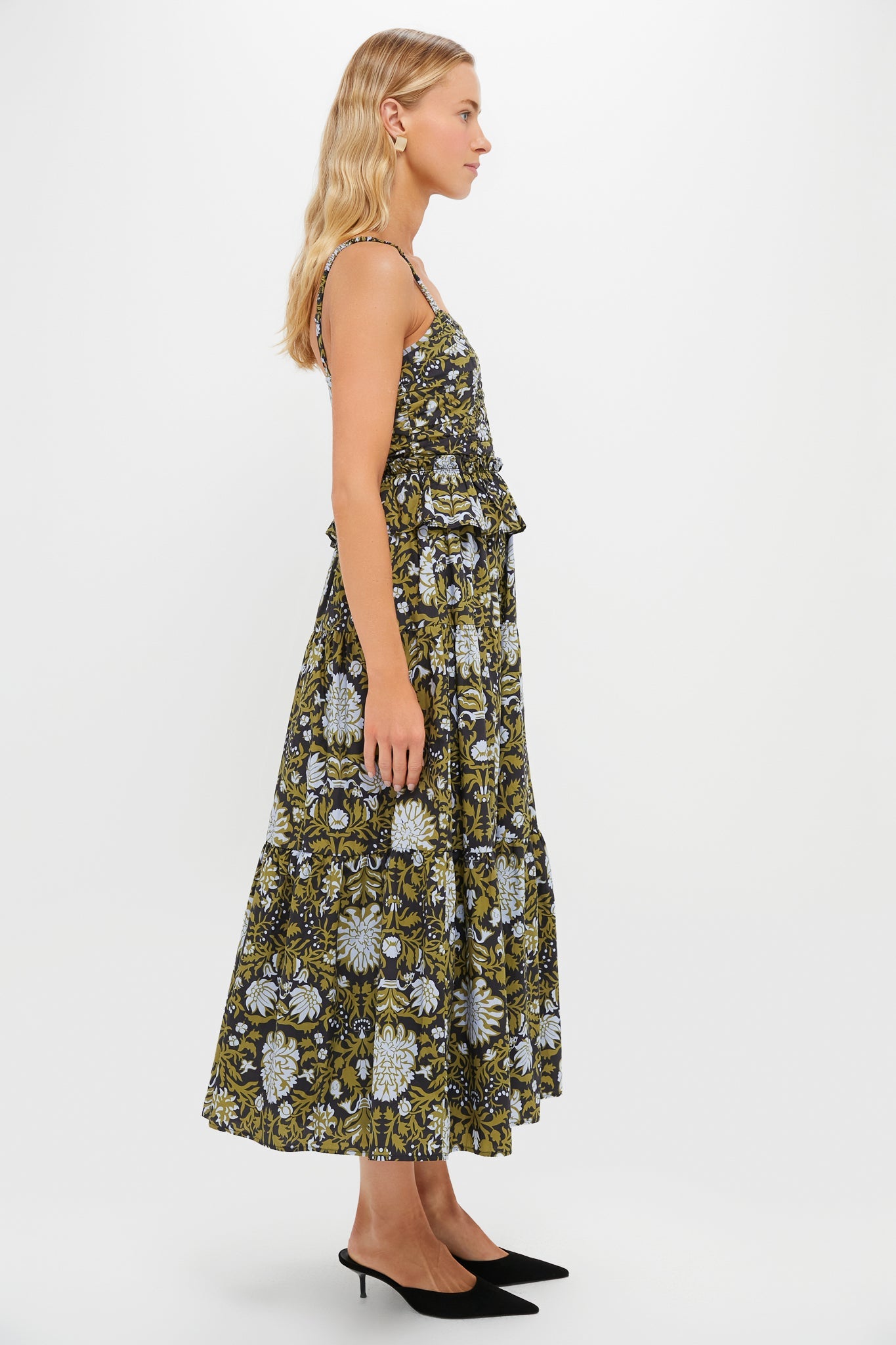 Black Floral Peplum Myles Midi Dress