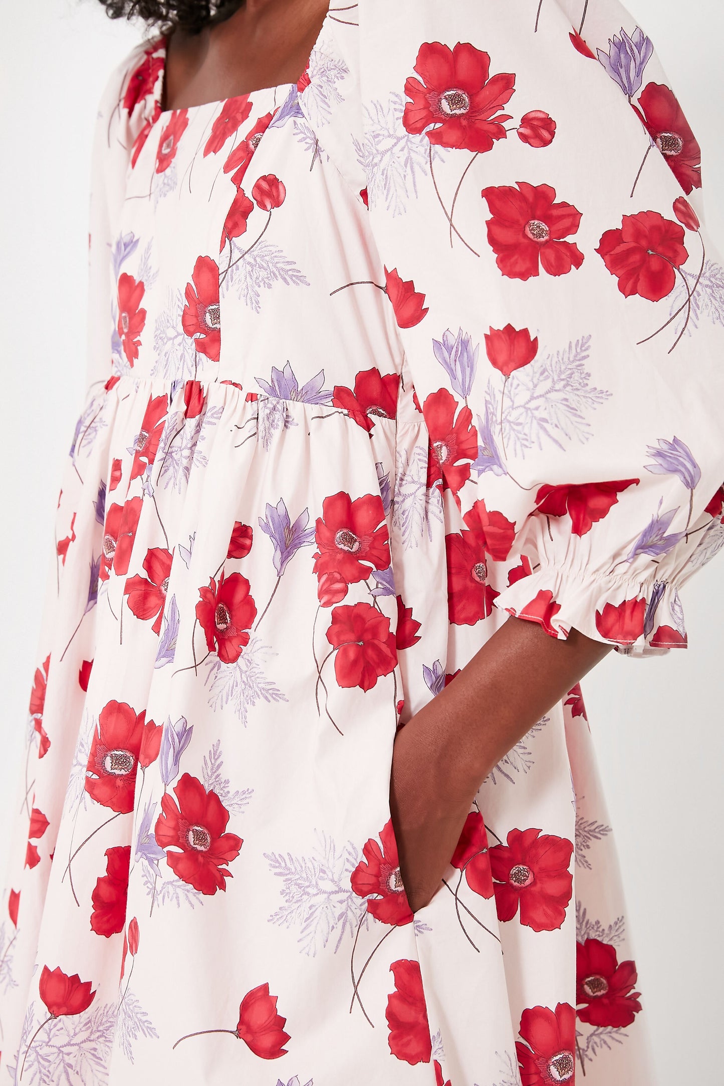 Pink Floral Square Neck Veronica Mini Dress