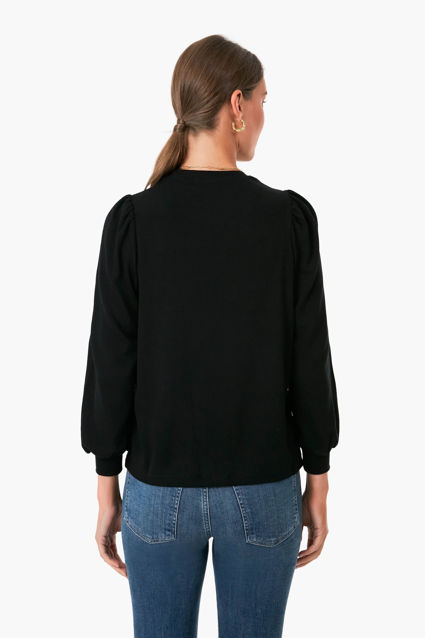 Black Lexi Rib Puff Sleeve Top