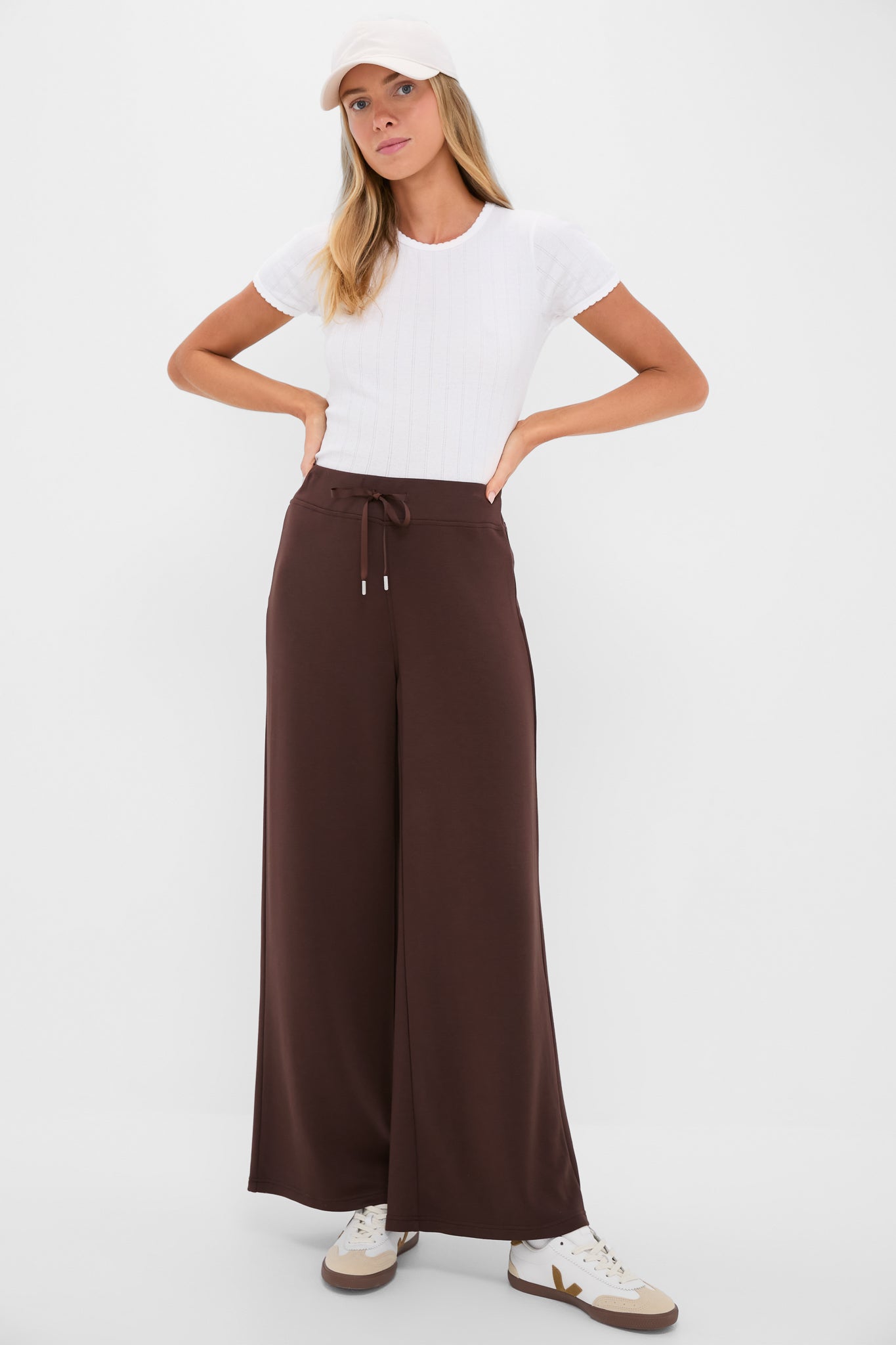 Chocolate Brown Wide Leg Comfort Stretch Finn Pants