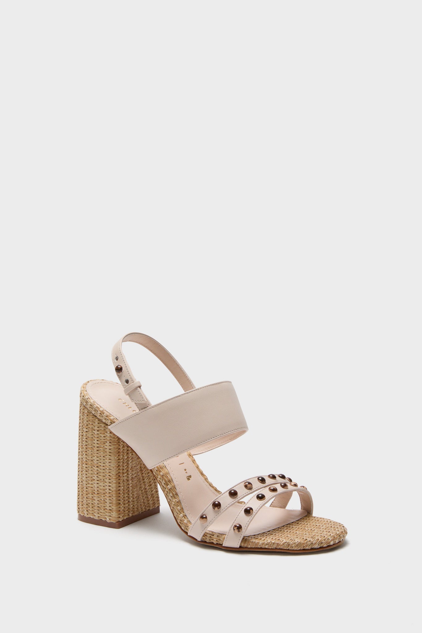 Larroude x Chloe Gosselin Puff Cream and Natural Raffia Margot Sandals