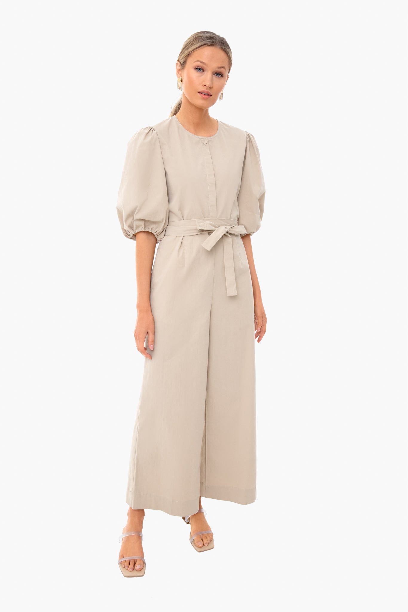 Khaki Tie Waist Gabrielle Fleur Jumpsuit
