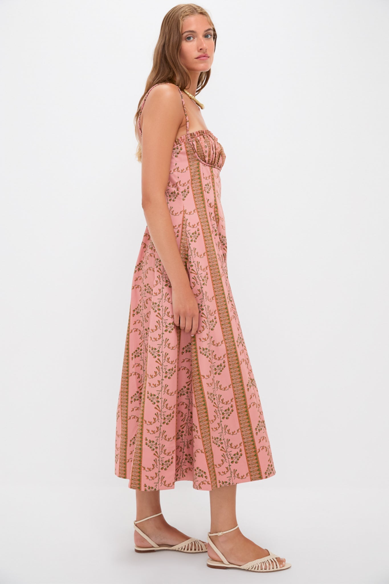 Rust Dandelion Floral Stripe Maisie Dress