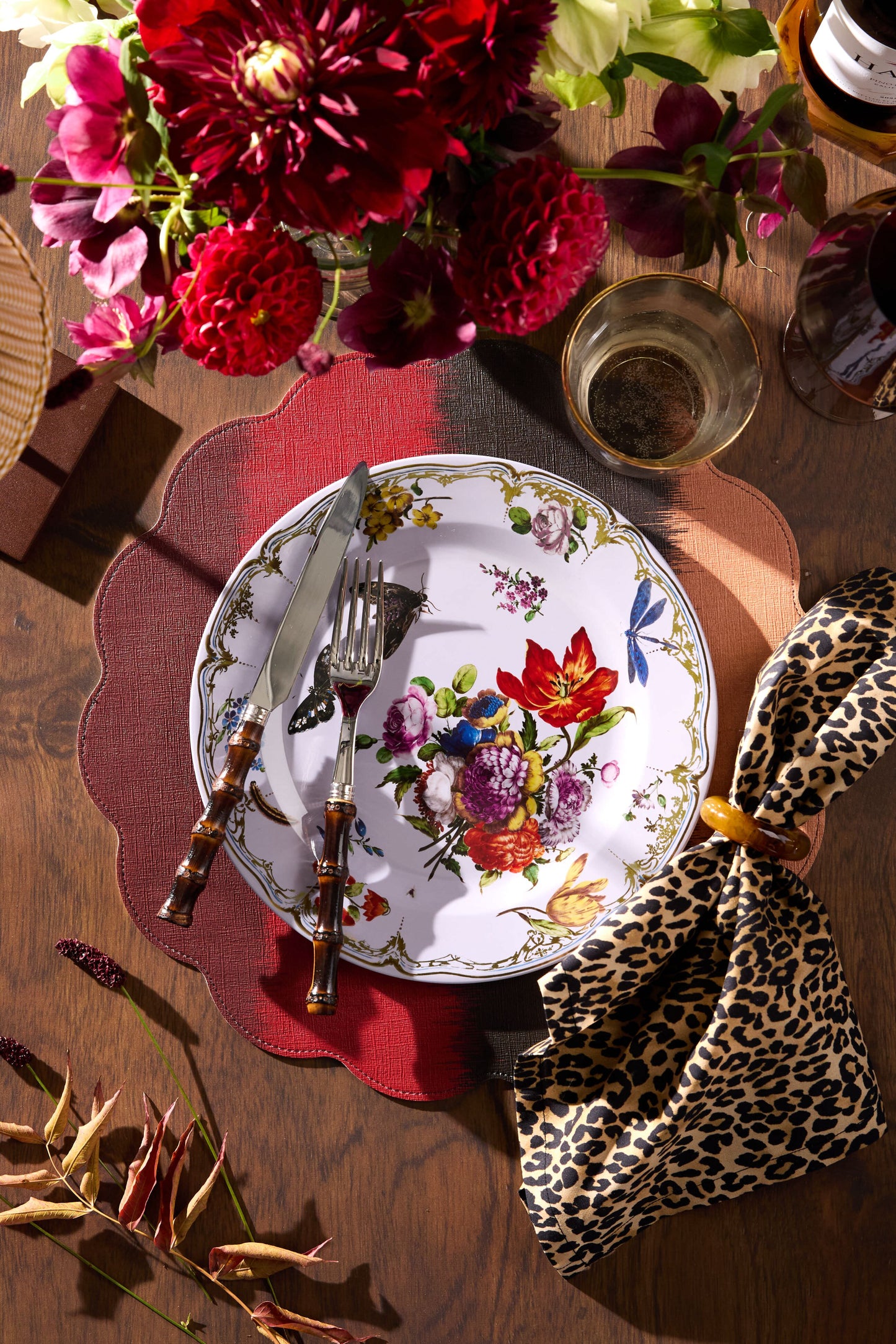 Baroque Floral Reversible Wipeable Placemats Set of 4