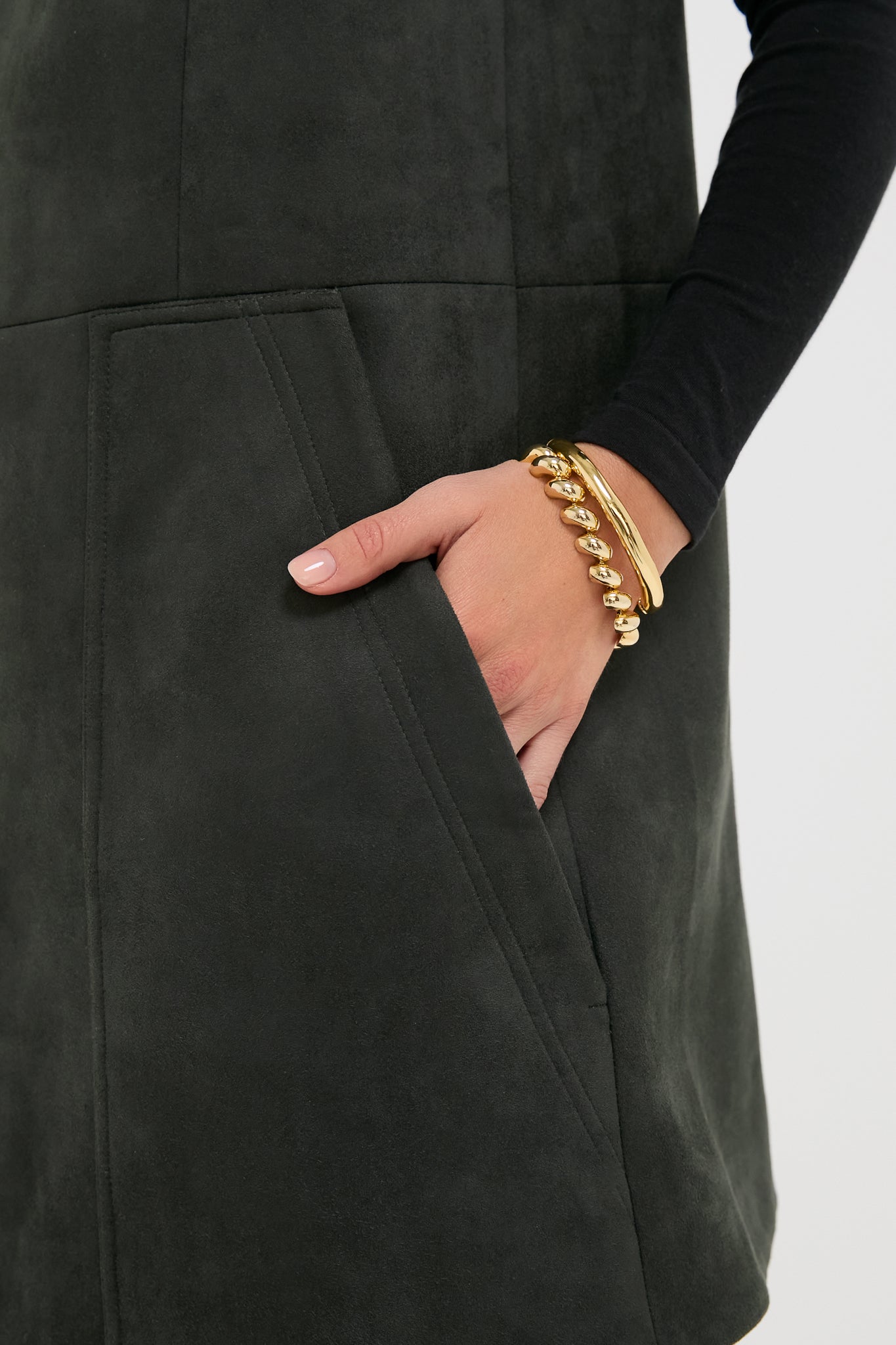 Deep Olive Vegan Suede Bailey Dress