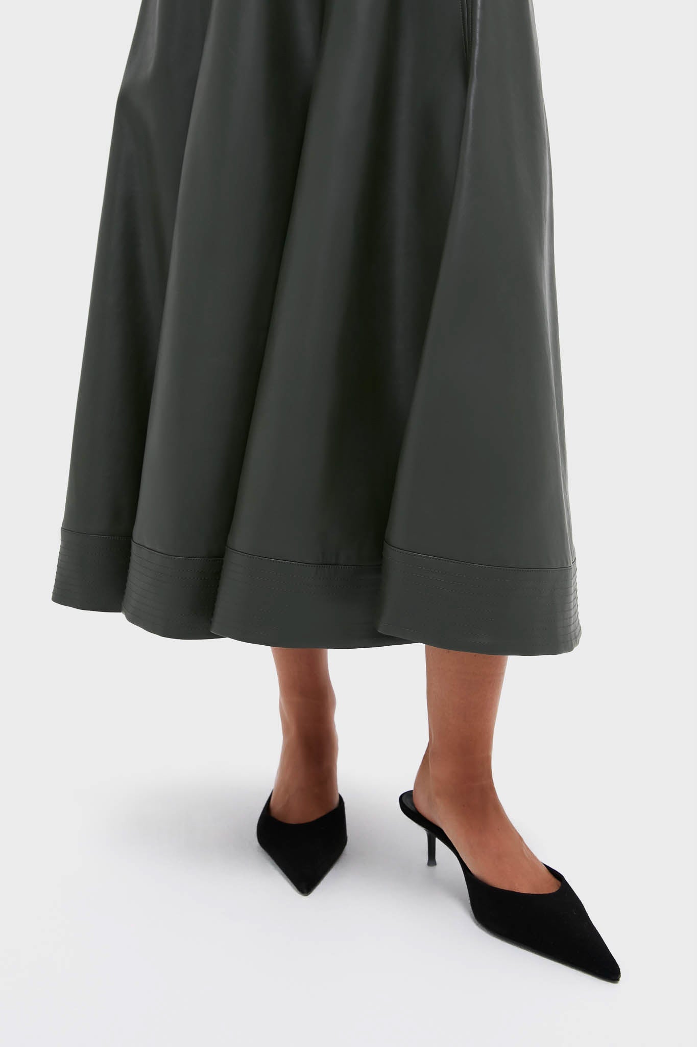 Dark Hunter Green Leather Brynn Skirt
