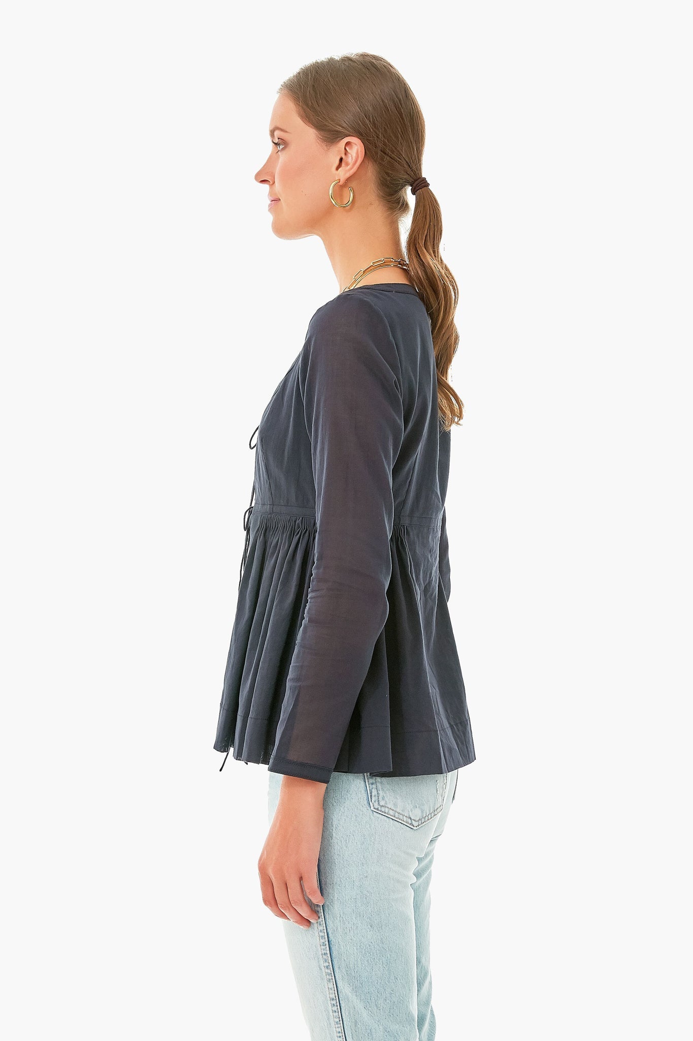 Black Cotton Voile Soft Shirt Jacket