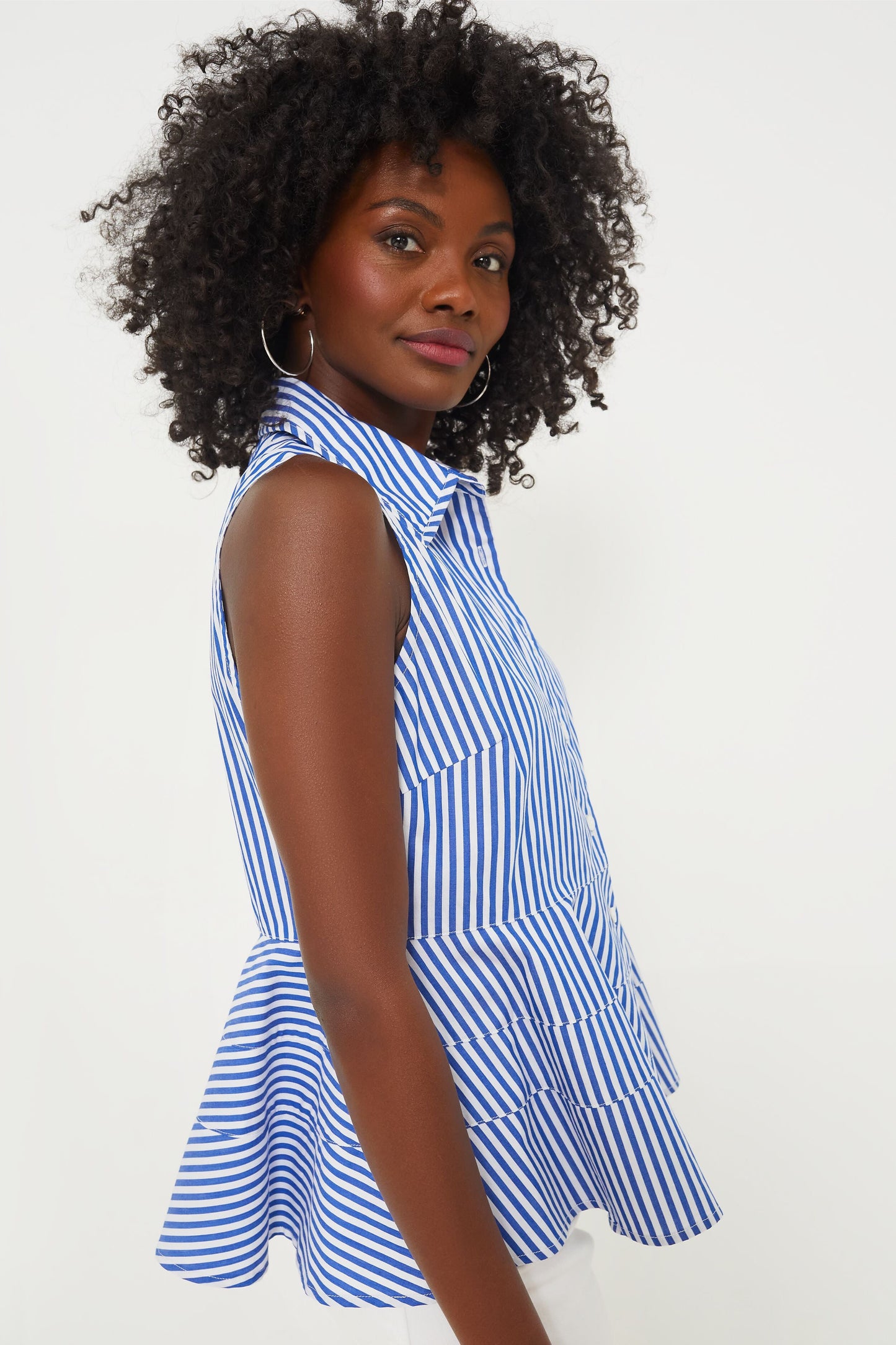 Blue Striped Sleeveless Ashlen Blouse
