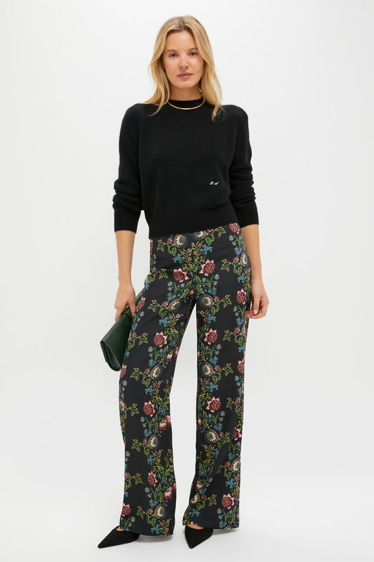 Midnight Moonflower Drapey Twill Erin Pants