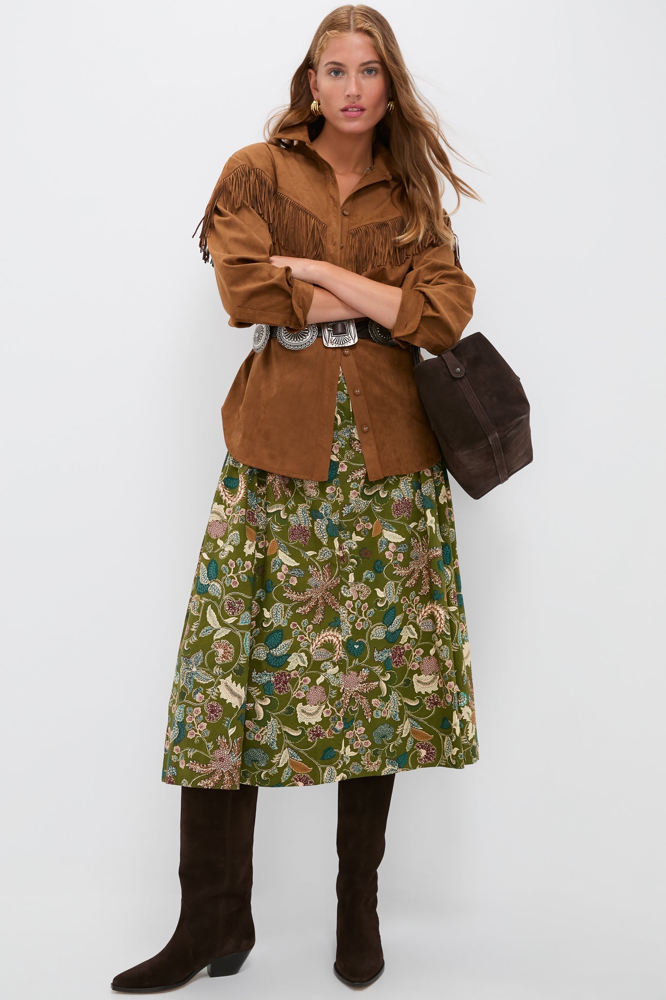 Taupe Clea Fringe Shirt