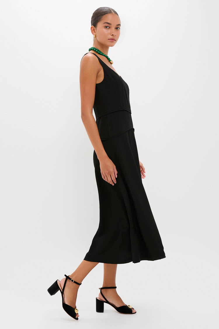 Noir Vivi Sweetheart Neckline Midi Dress