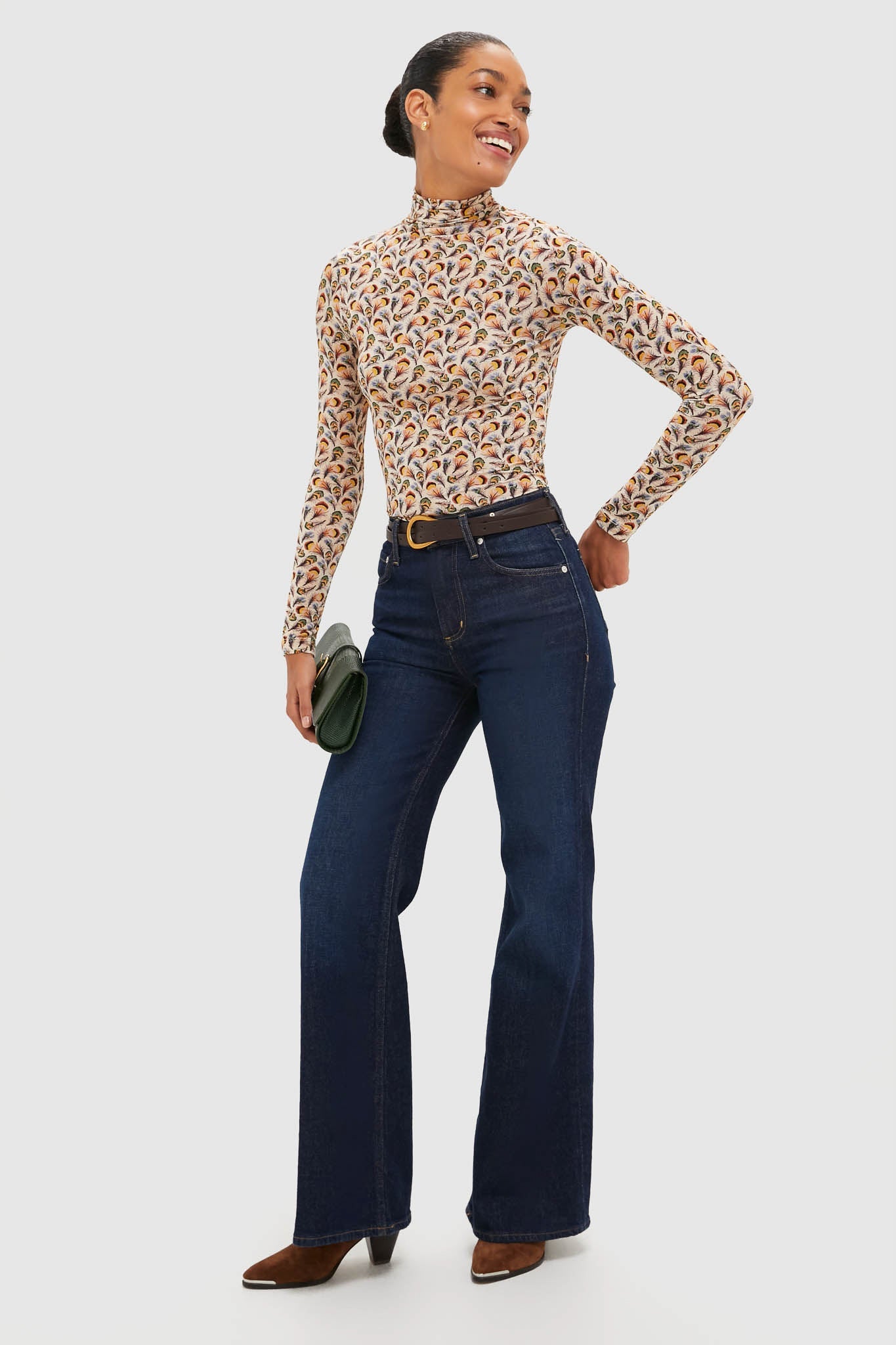 Swan Aurelia Jersey Long Sleeve Turtleneck Top