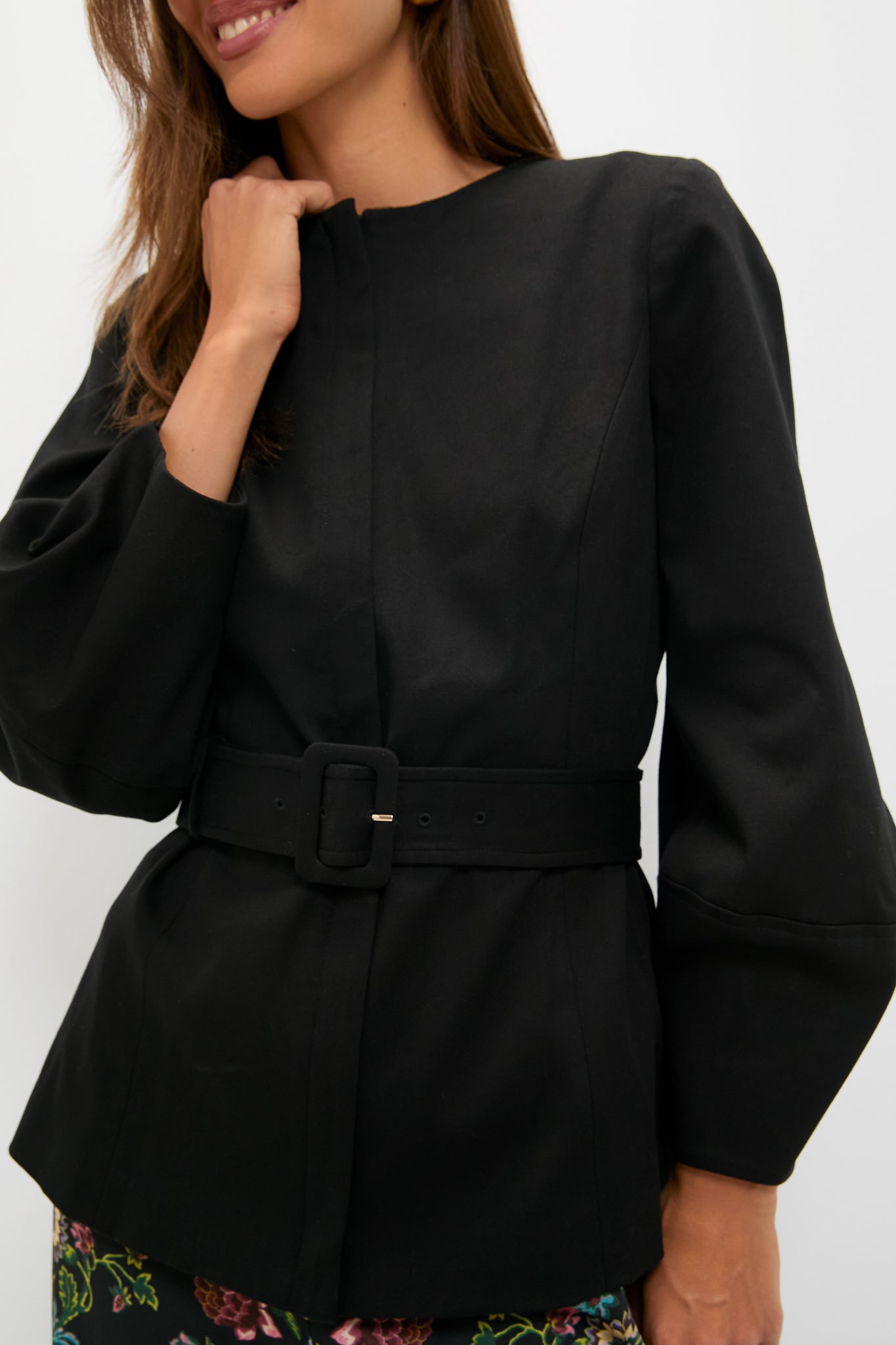 Black Long Sleeve Structured Rhoda Tunic Top