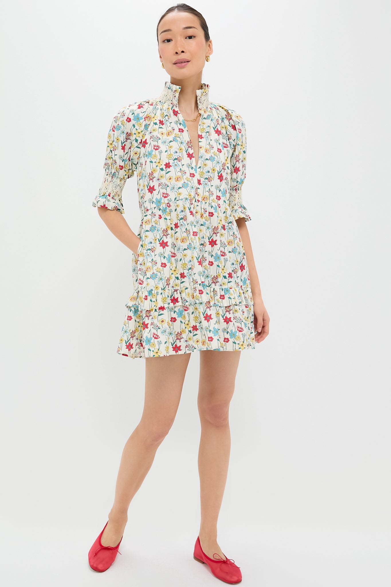 Red & Blue Multi Floral Sawyer Mini Dress