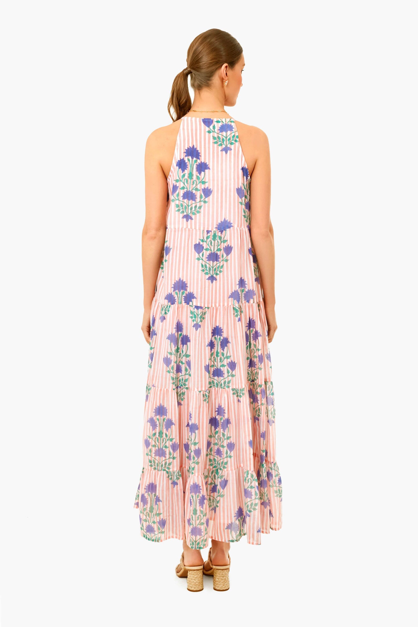 Jaipur Peach Long Tiered Tassel Dress