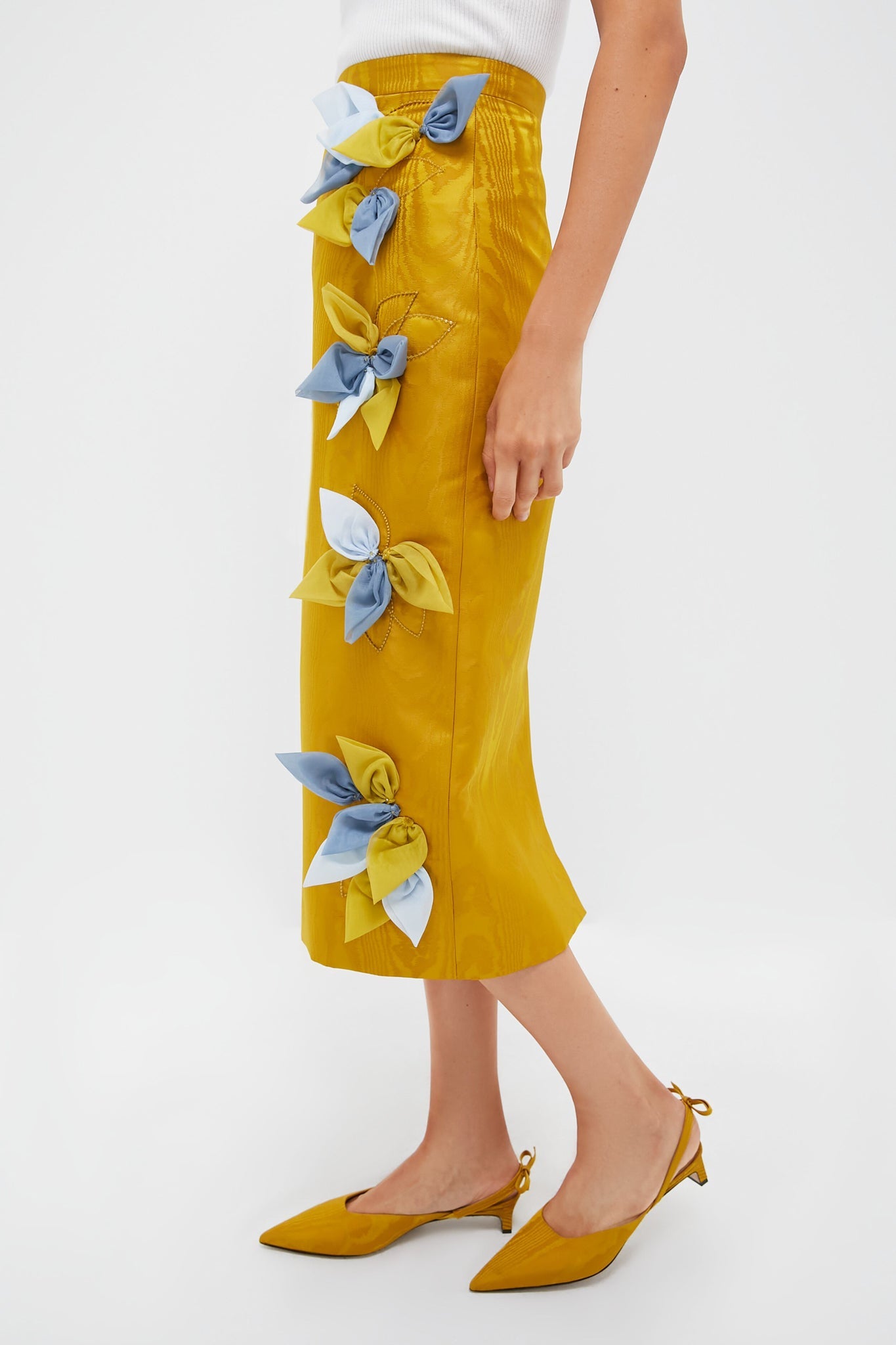 Ochre Lorinda Embroidered Midi Skirt