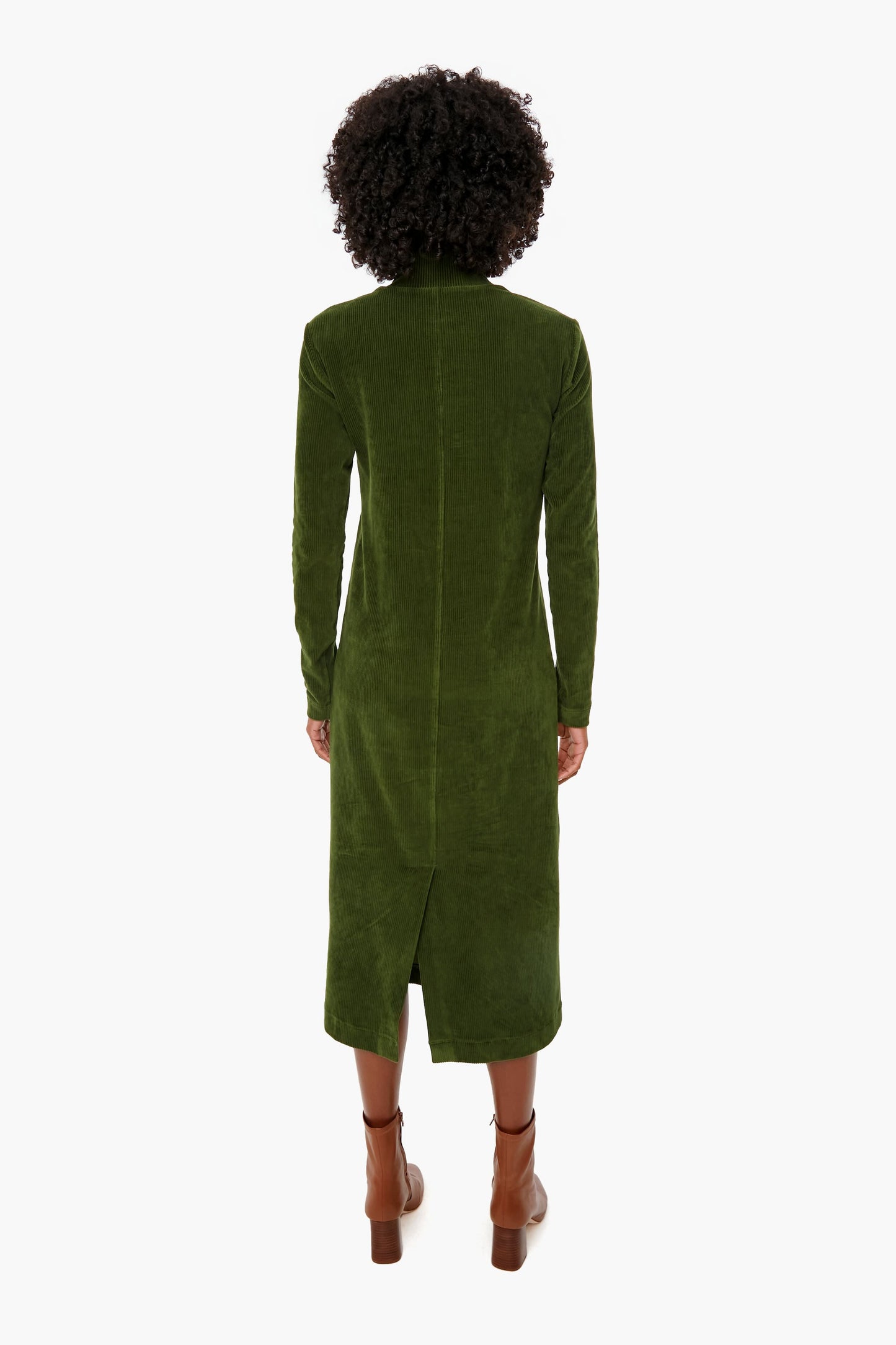 Pine Stretch Corduroy Turtleneck Slim Dress