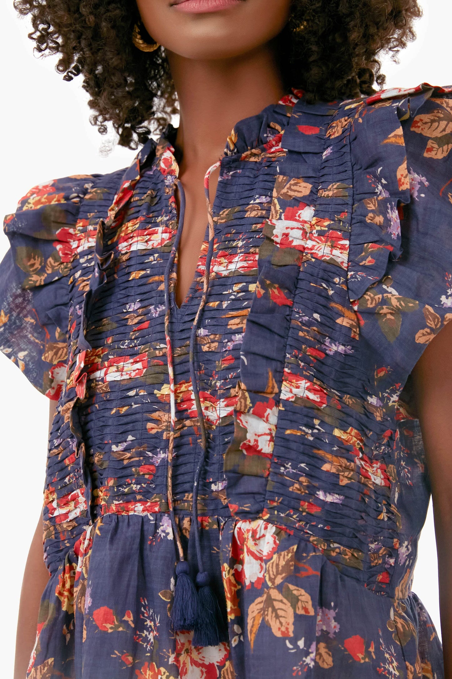 Navy Esme Flutter Sleeve Top