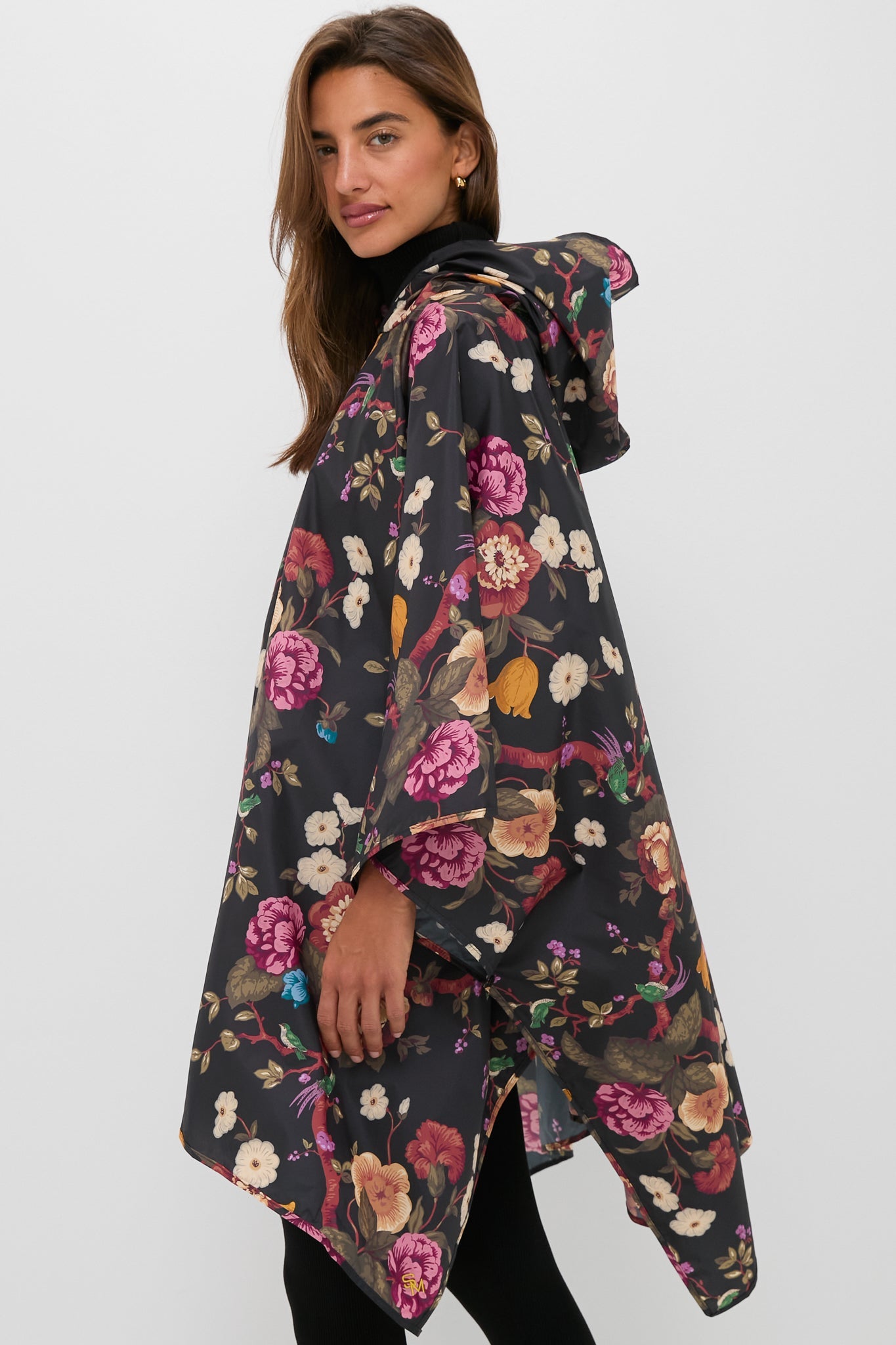 Black Floral Barbour x Tuckernuck Poncho