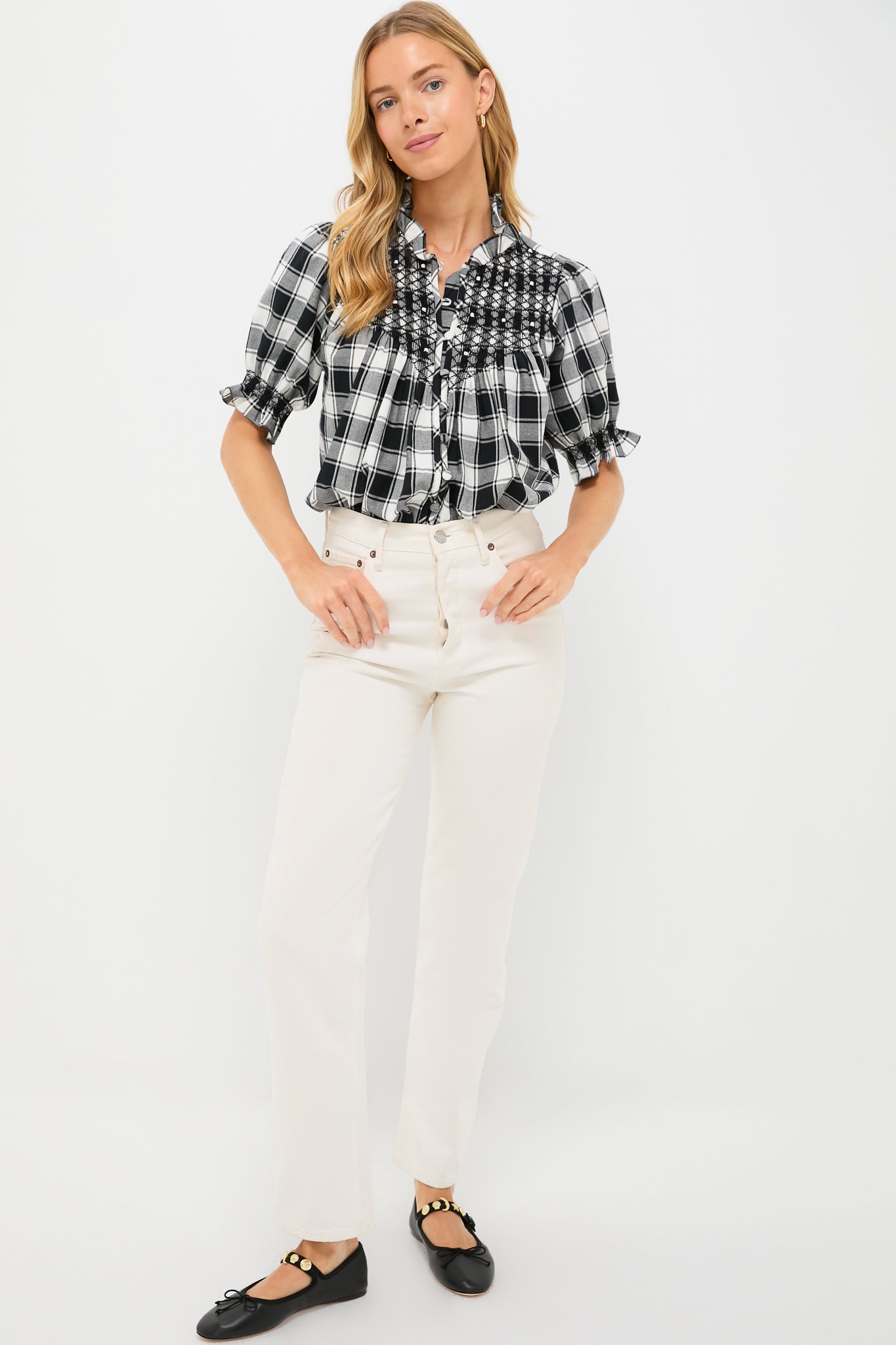 Black and White Arena Flannel Milvia Blouse