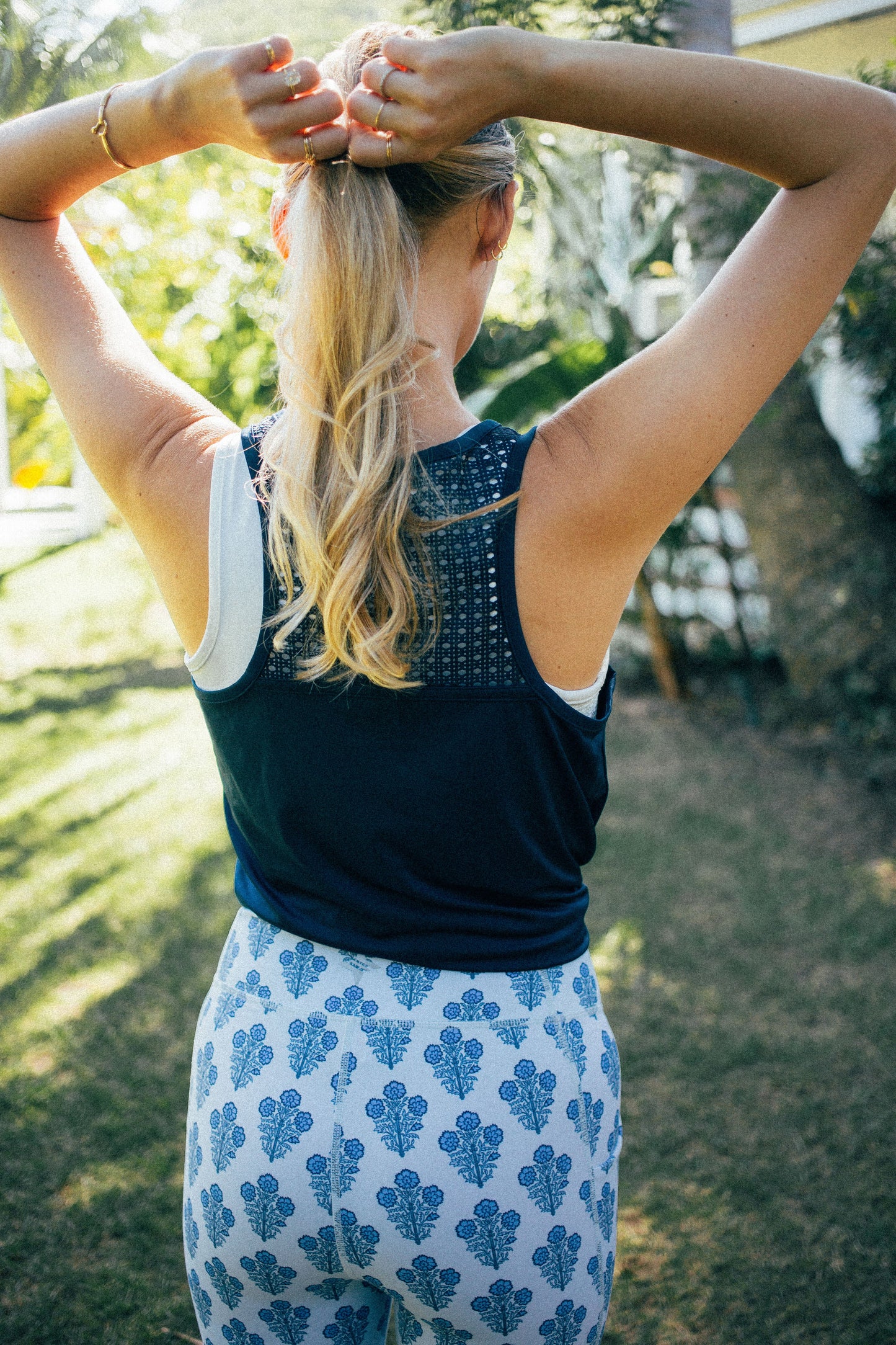 Navy Cane Racerback Ellen Tank