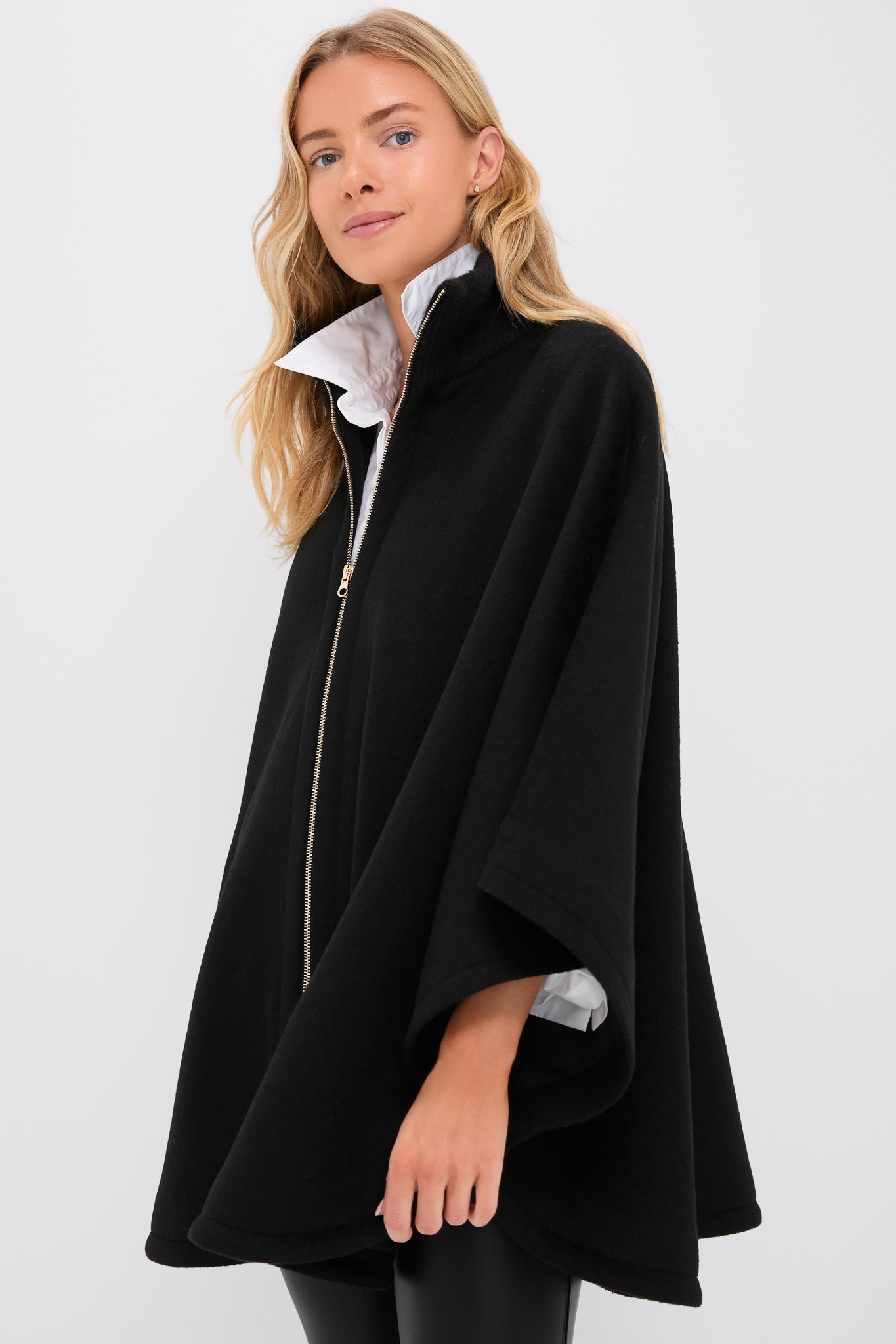 Black Full Zip Huntington Poncho
