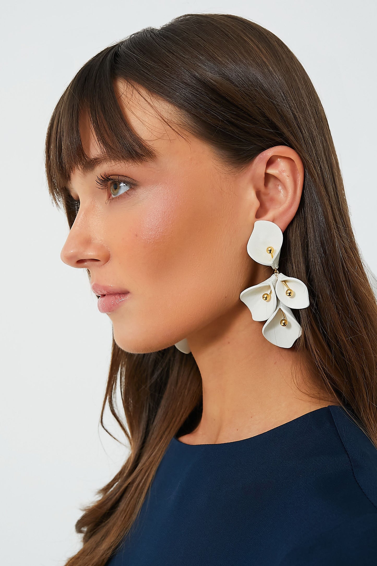 White Leather Val Earrings