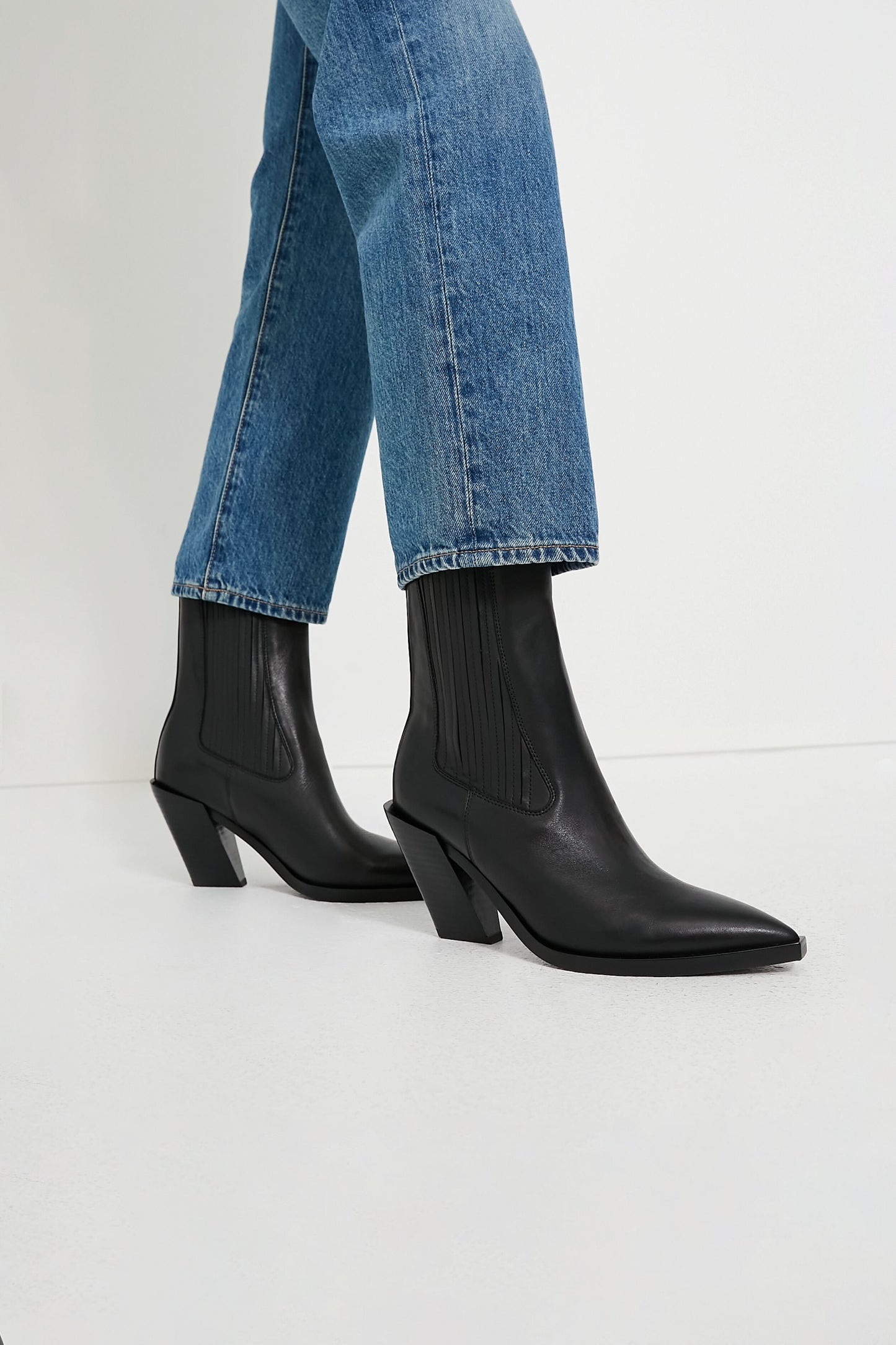 Black Leather Mandey Booties