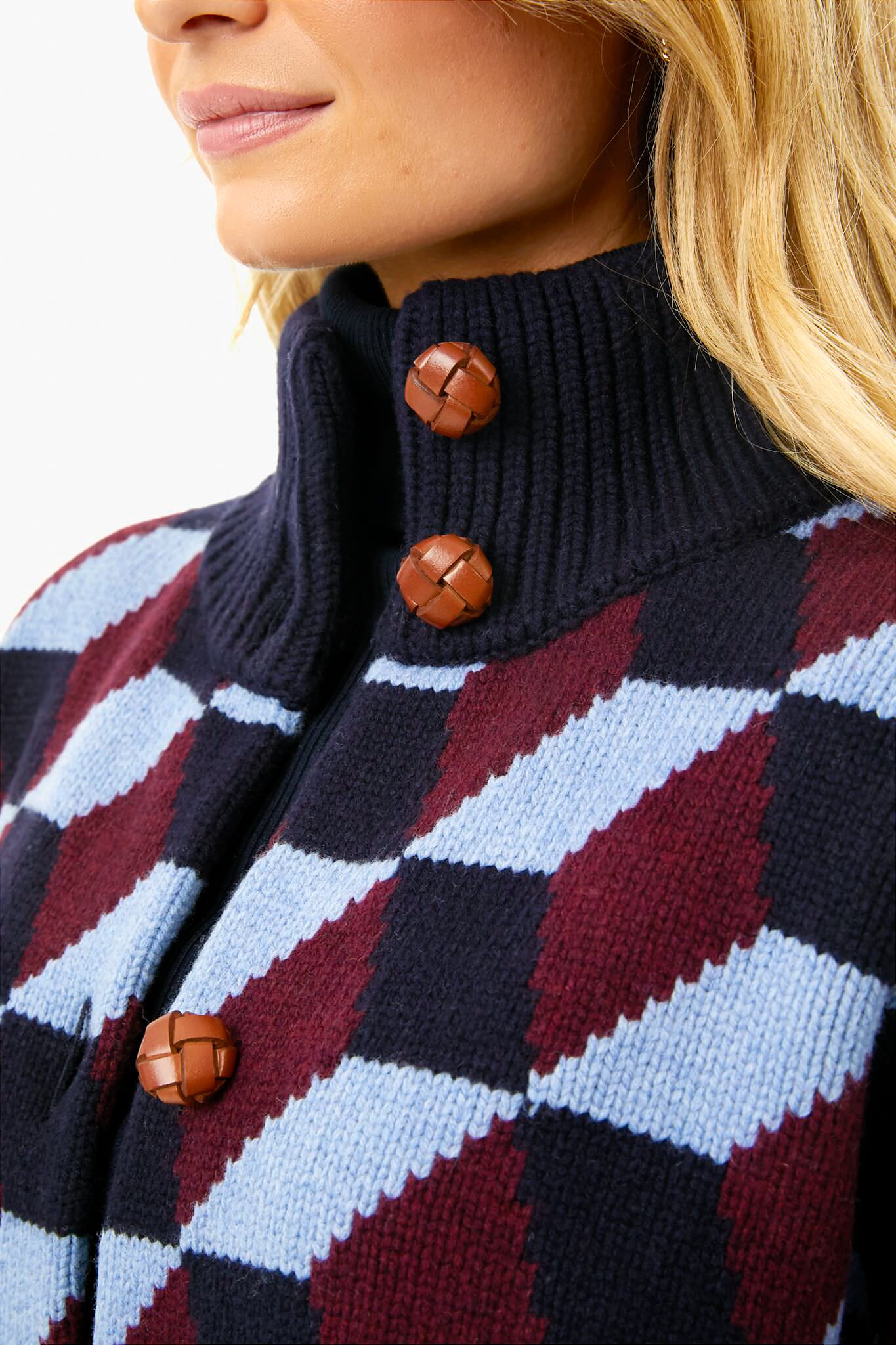 Tory Navy Chevron Sweater Coat