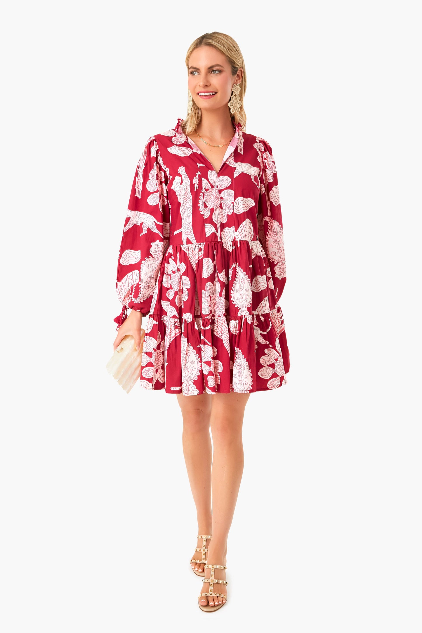 Magenta Lamu Yoke Dress