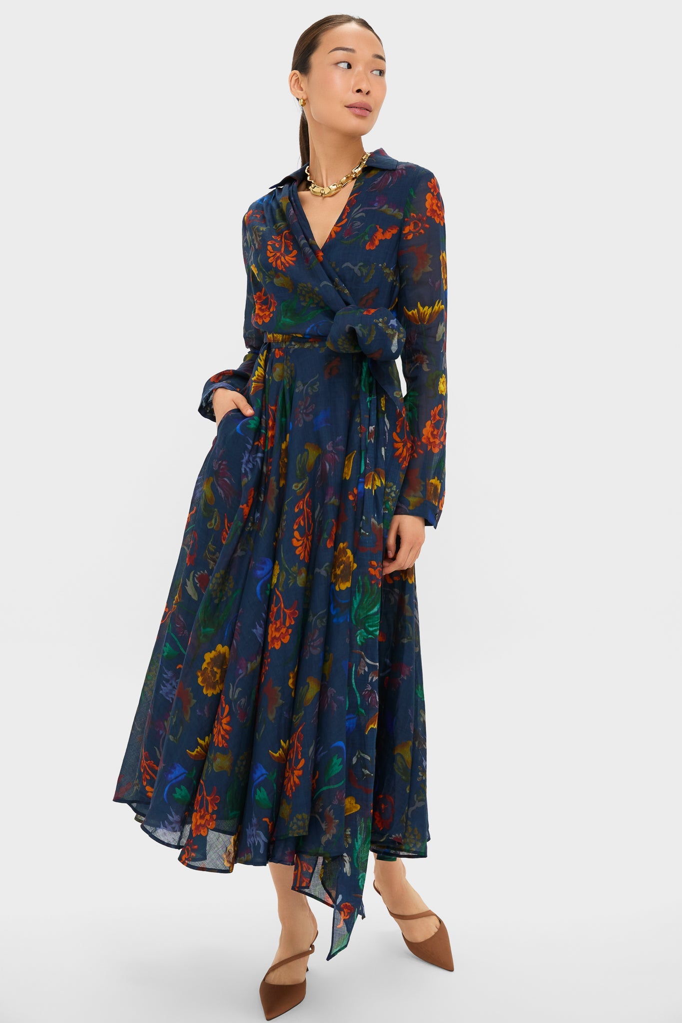 Dark Floral Sash Yay! Dress