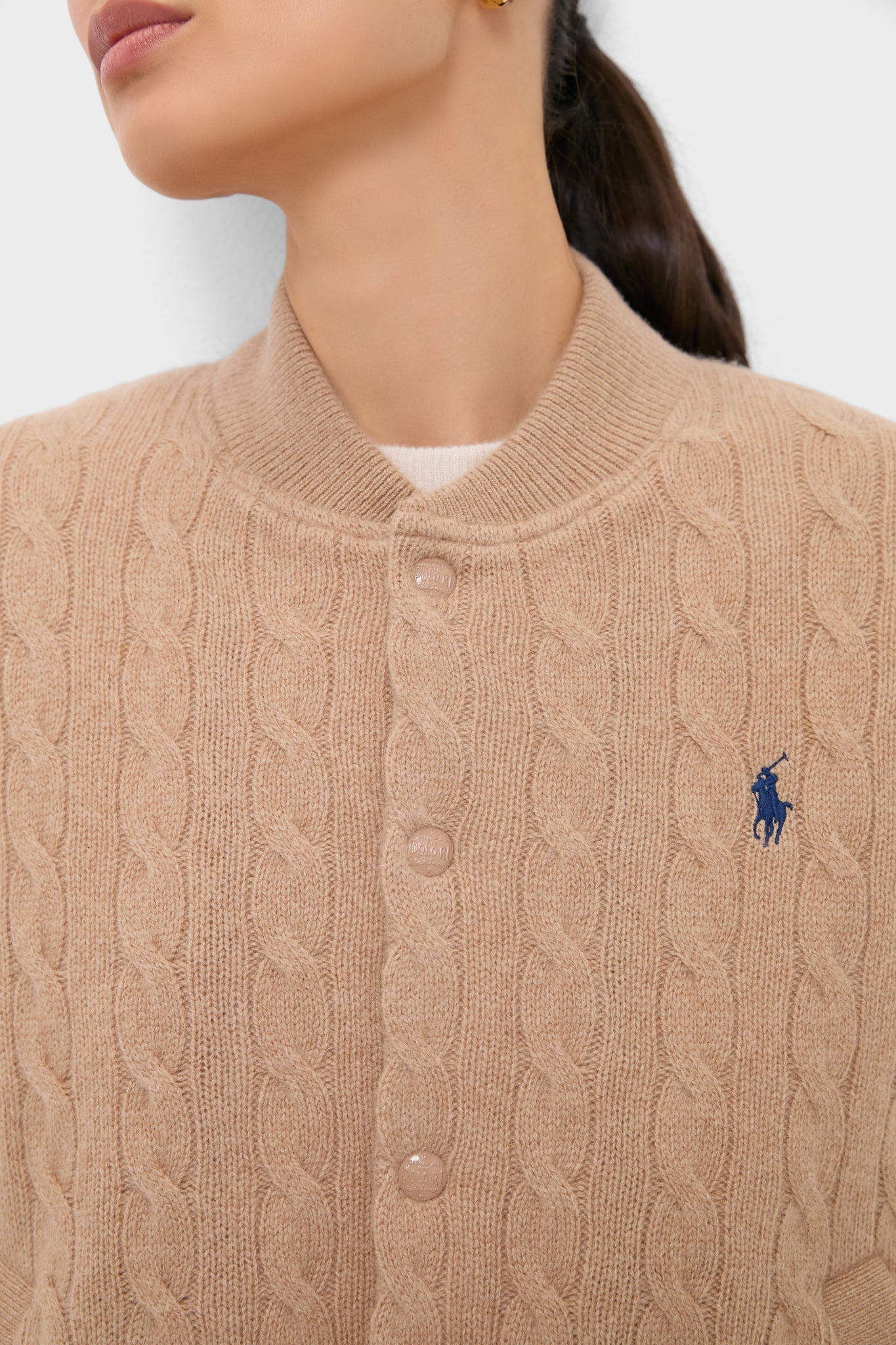 Collection Camel Melange Wool Cashmere Sweater Bomber Coat