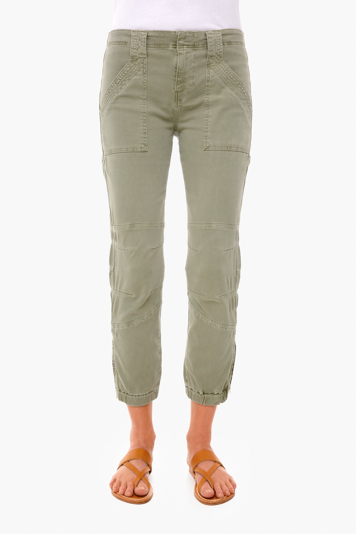 Washed Military Banded Bottom Trapunto Pant
