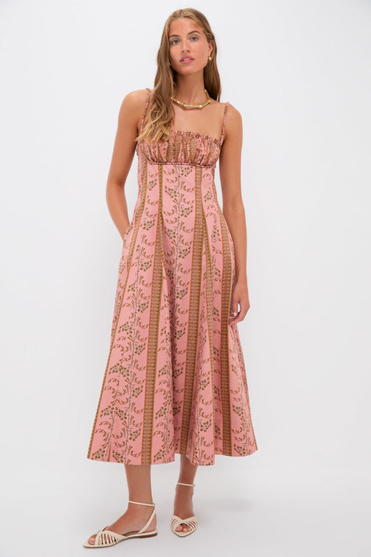 Rust Dandelion Floral Stripe Maisie Dress