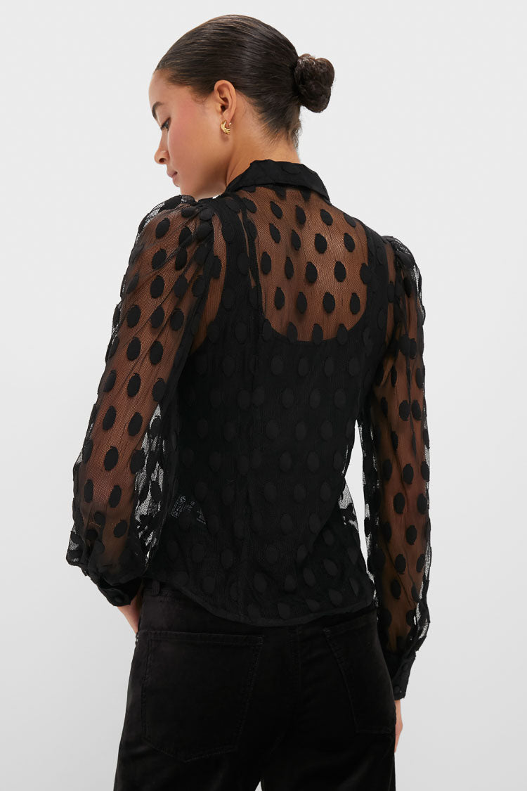 Noir Soraya Lace Neck-Tie Blouse