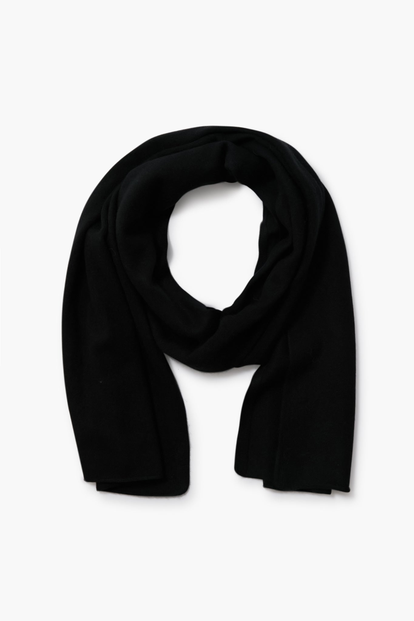 Black Boiled Cashmere Clean Edge Knit Scarf