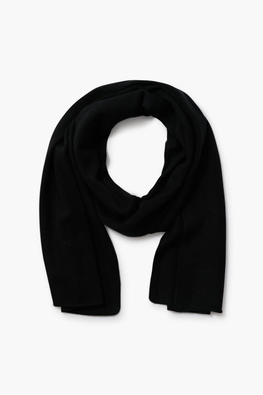 Black Boiled Cashmere Clean Edge Knit Scarf