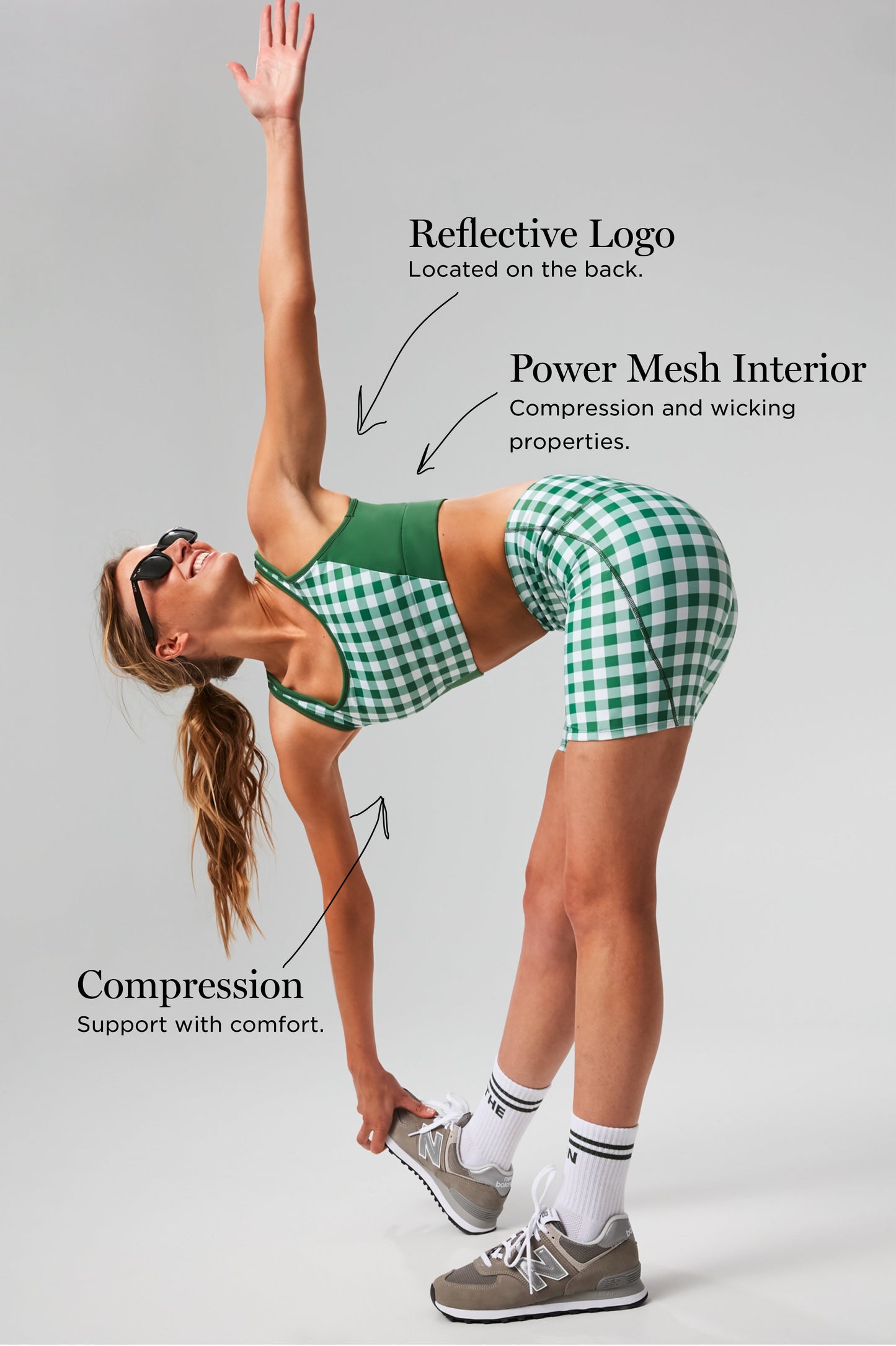 Green Trellis Gingham Jean Sports Bra